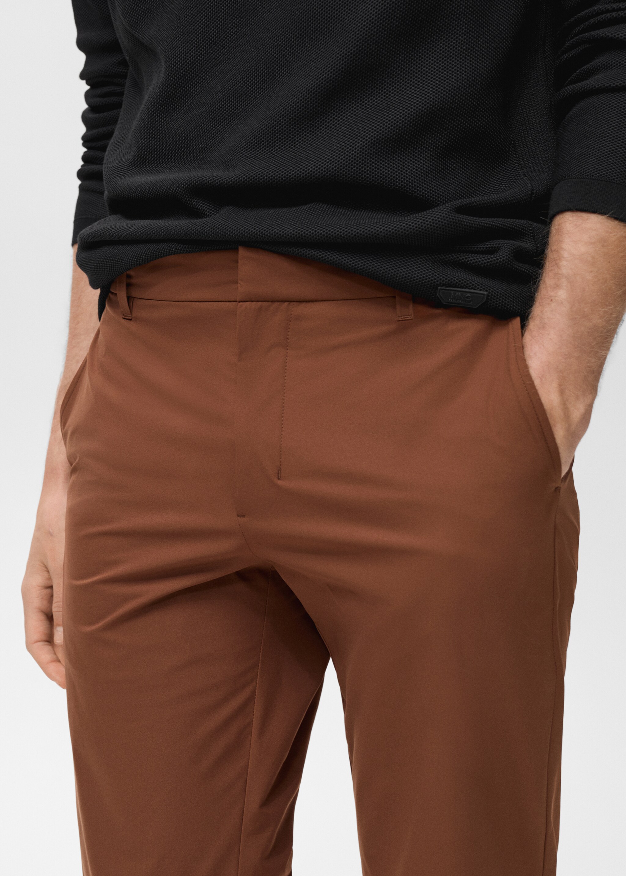 Pantaloni slim-fit comfort stretch coulisse - Dettaglio dell'articolo 1, Arancione tostato. Ref: 87064389-00.
