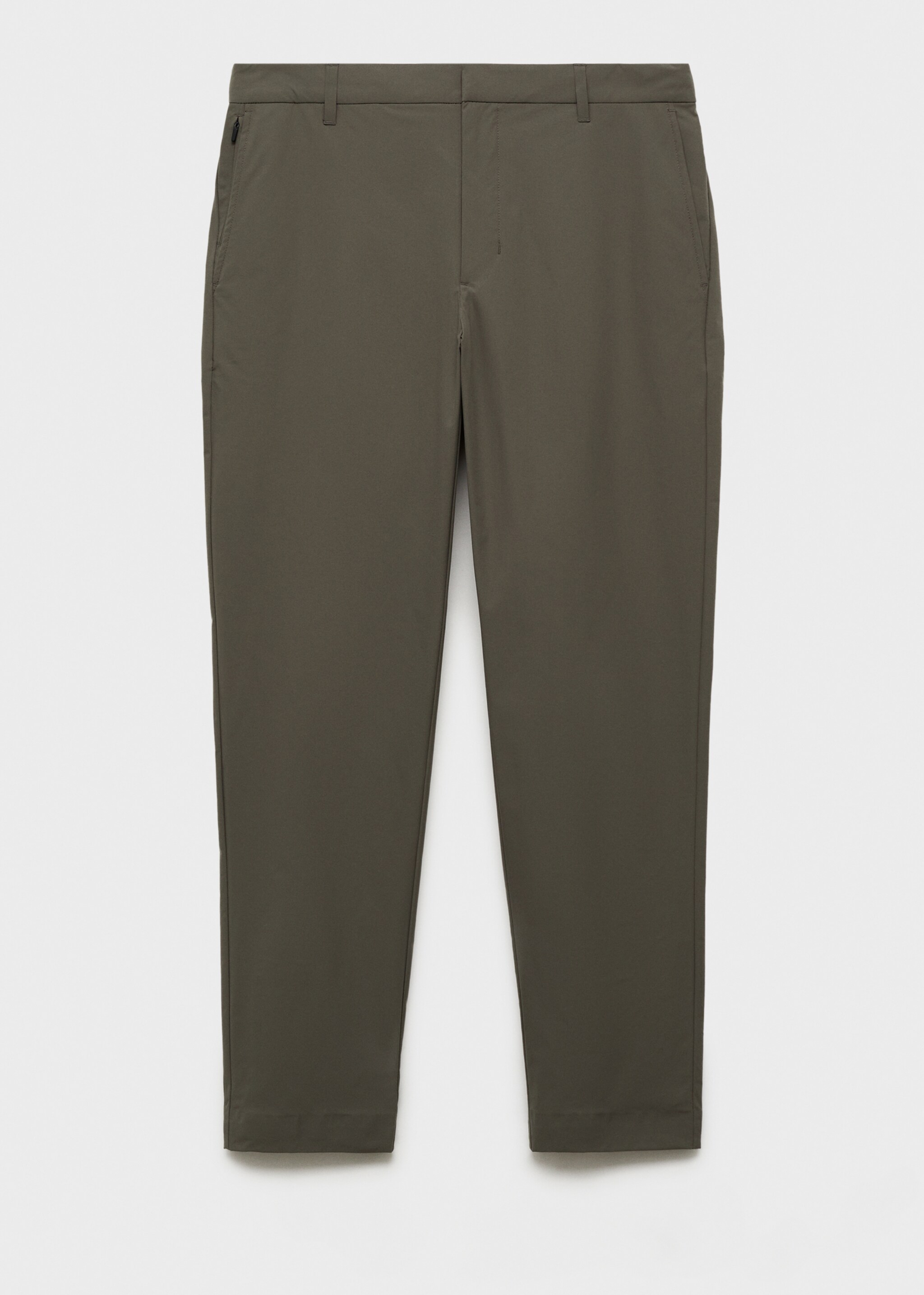 Stretch fabric slim-fit trousers with drawstring - Article without model, Medium Green. Ref: 87064389-00.