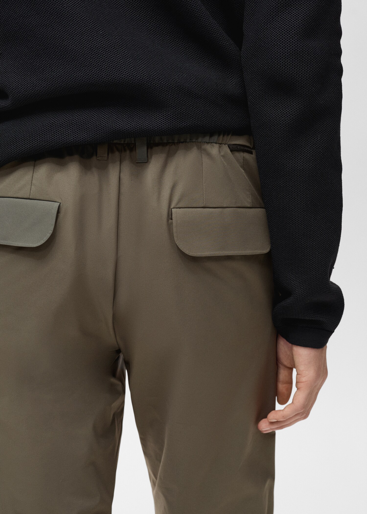 Stretch fabric slim-fit trousers with drawstring - Details of the article 6