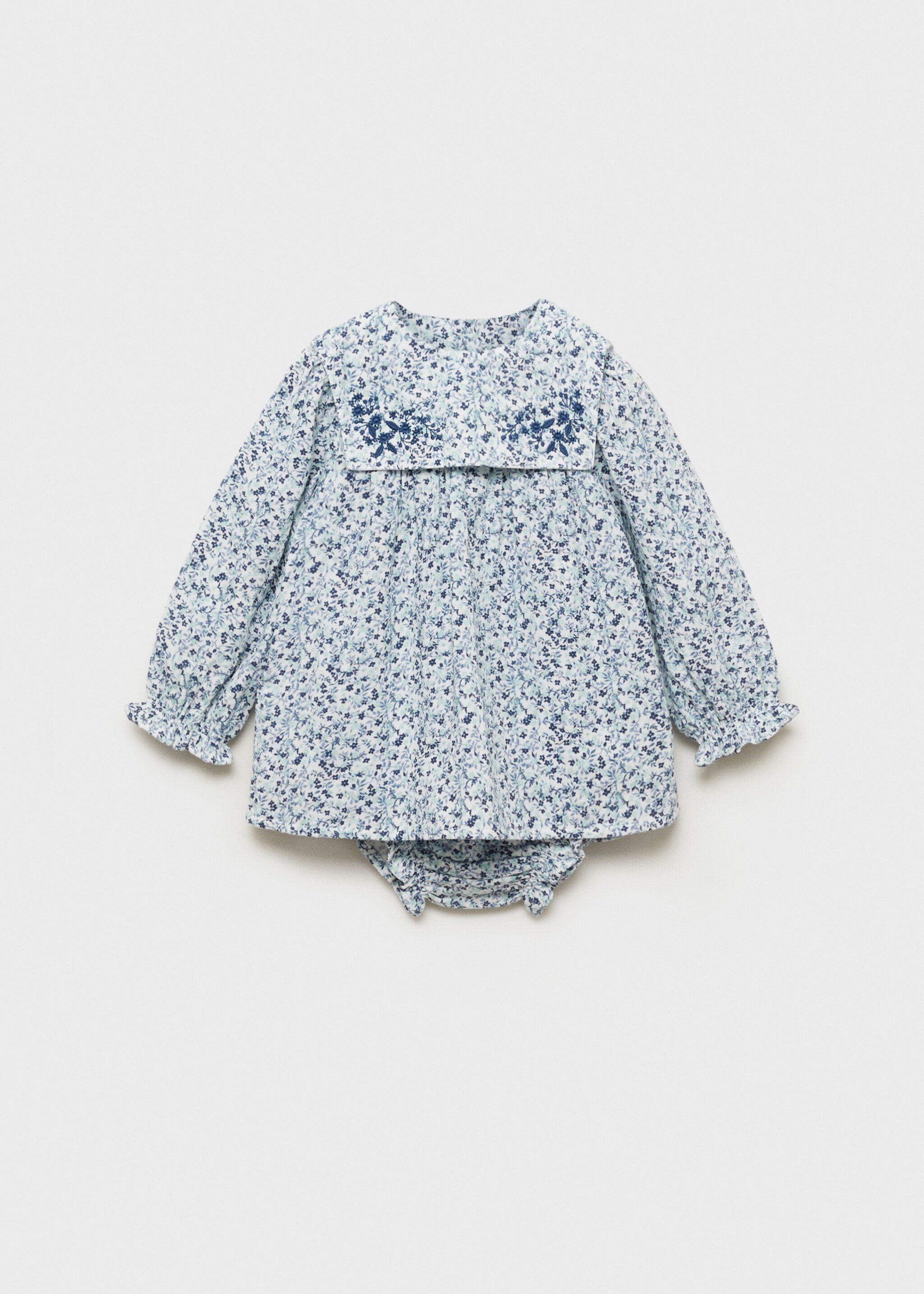 Mönstrad klänning och kortbyxa - Artikel utan modell, Blå. Ref: 87064401-00.