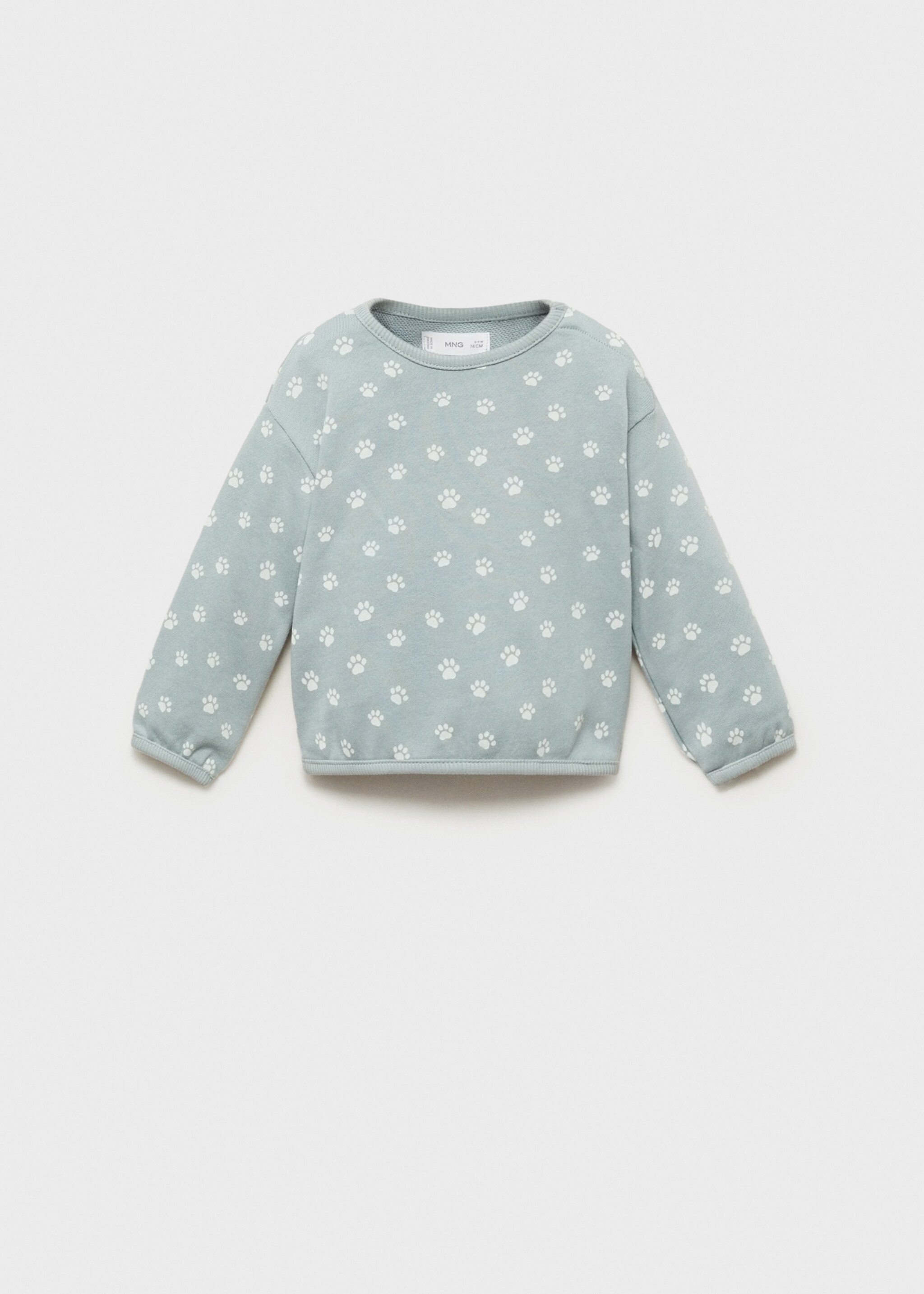 Printed cotton sweatshirt - Article without model, Aqua Green. Ref: 87064402-00.