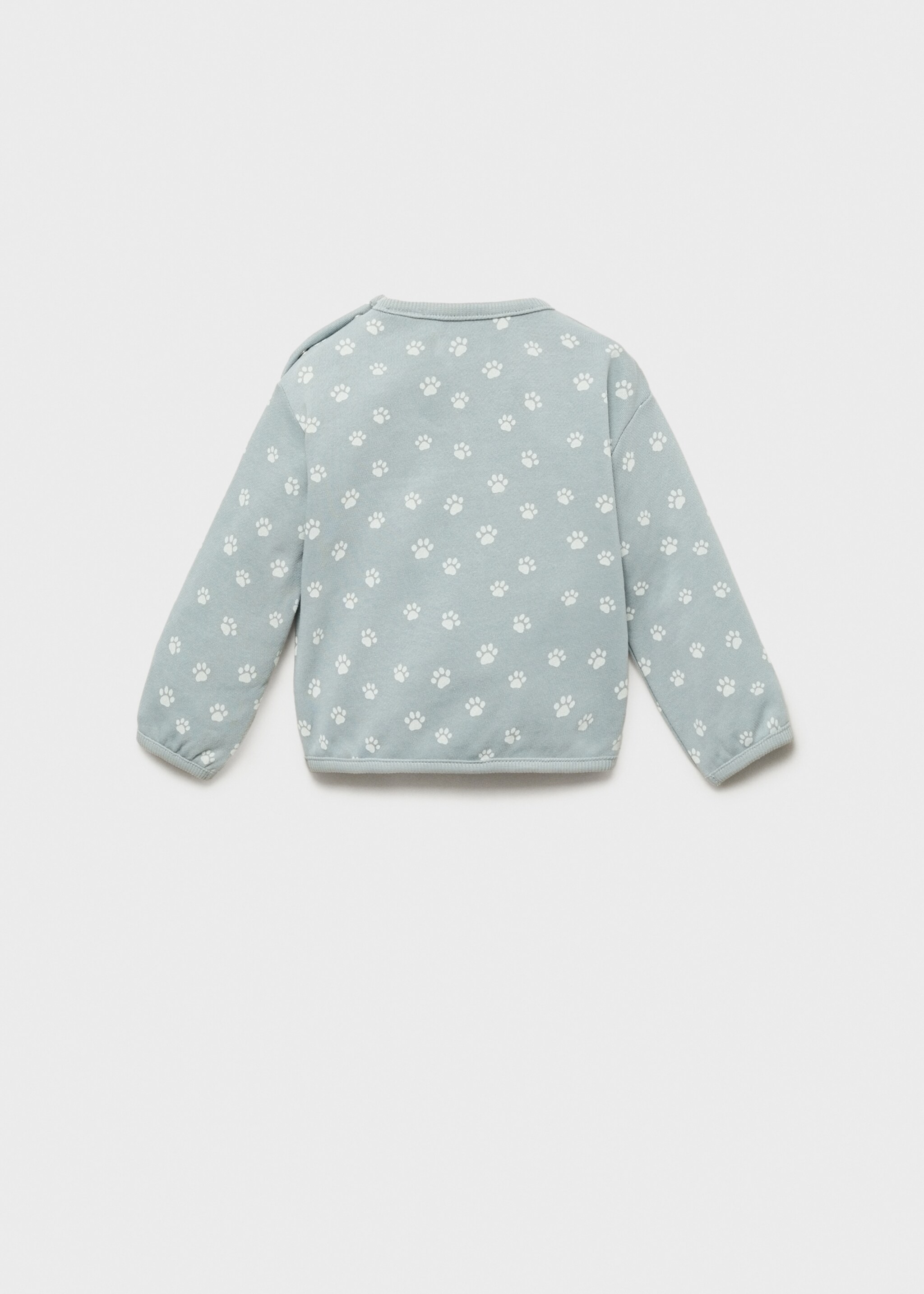 Printed cotton sweatshirt - Reverse of the article, Aqua Green. Ref: 87064402-00.