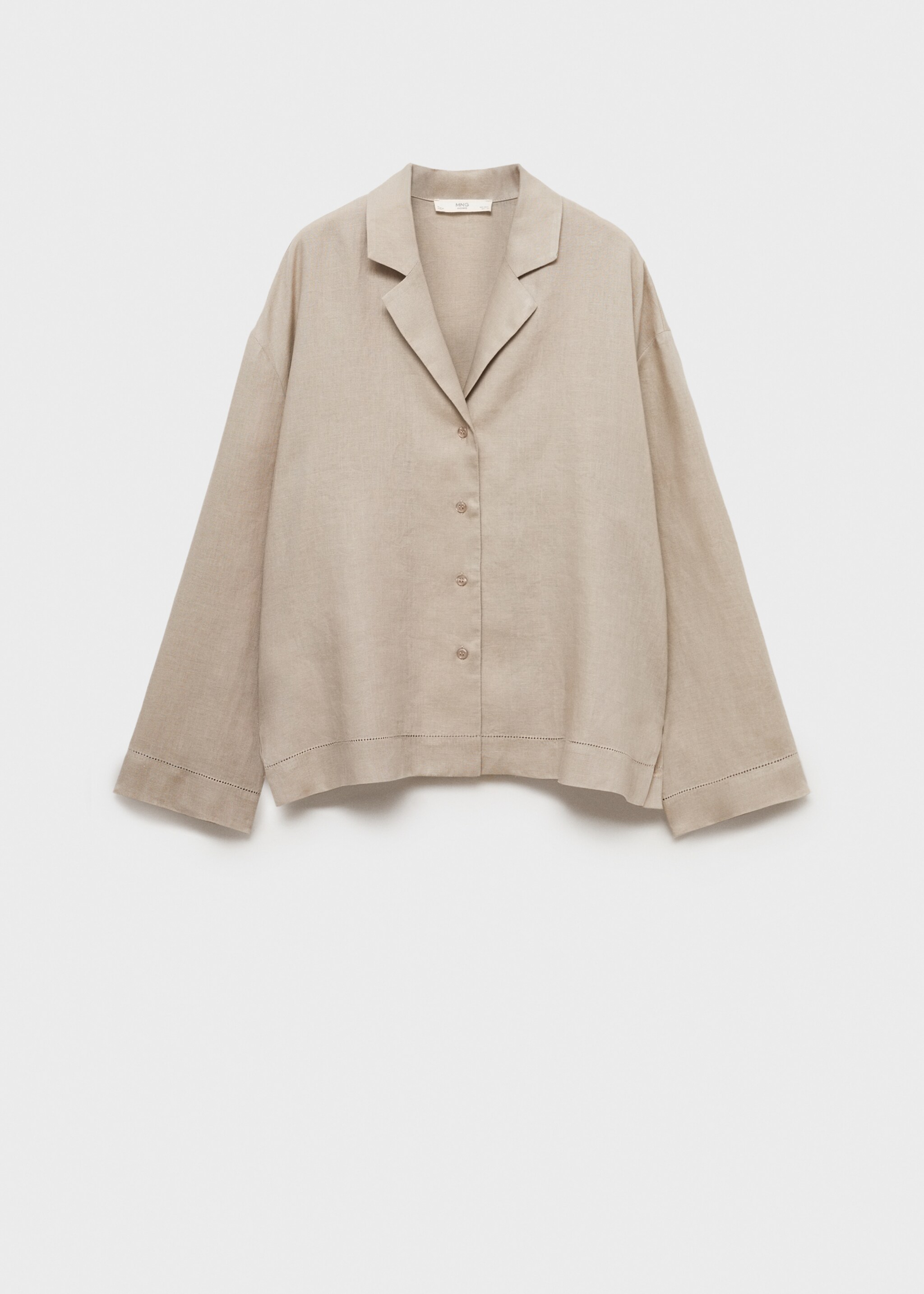 Linen-blend shirt - Article without model, Sand. Ref: 87064403-00.