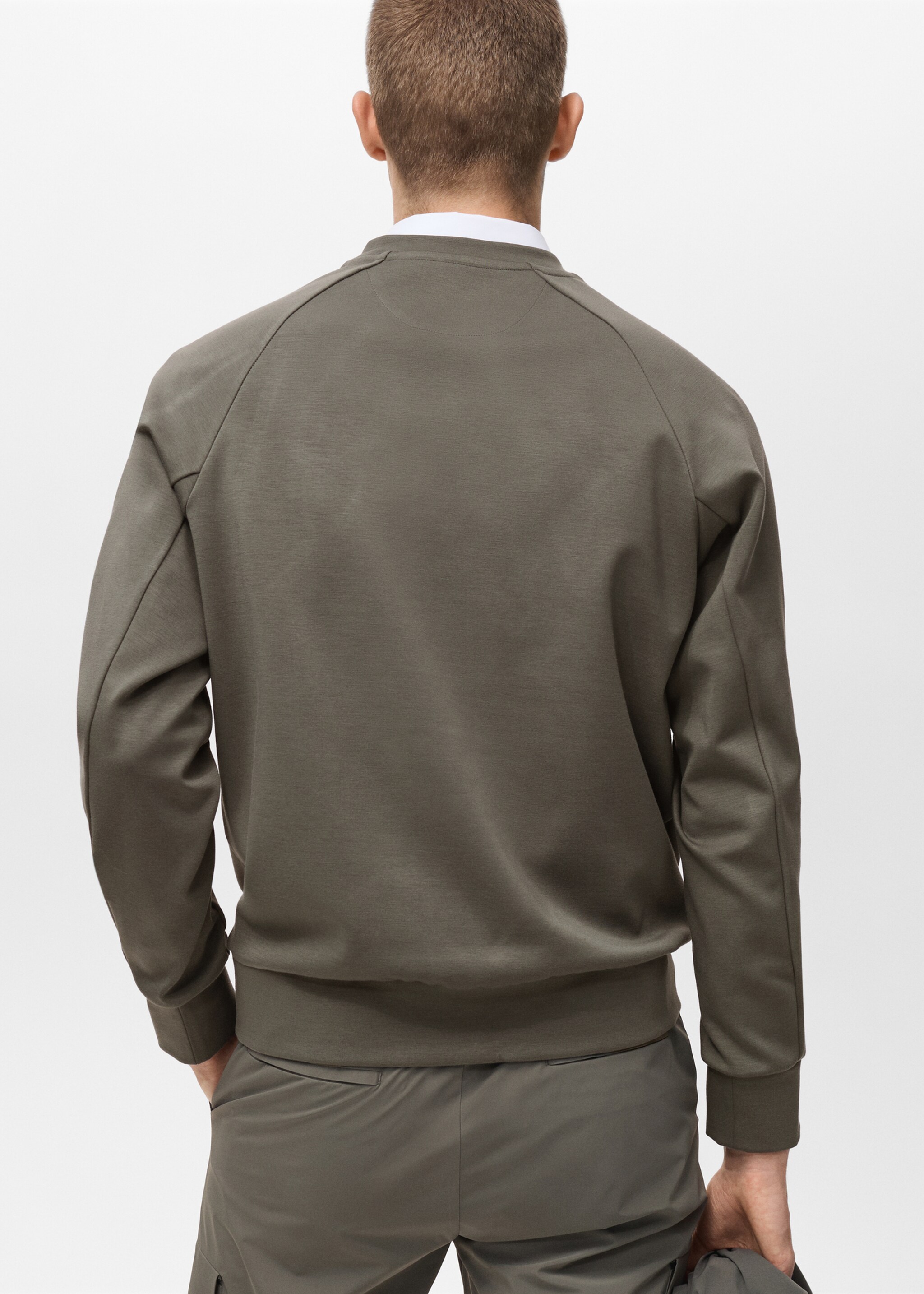 COOLMAX® crew neck sweatshirt - Reverse of the article, Medium Green. Ref: 87064406-00.