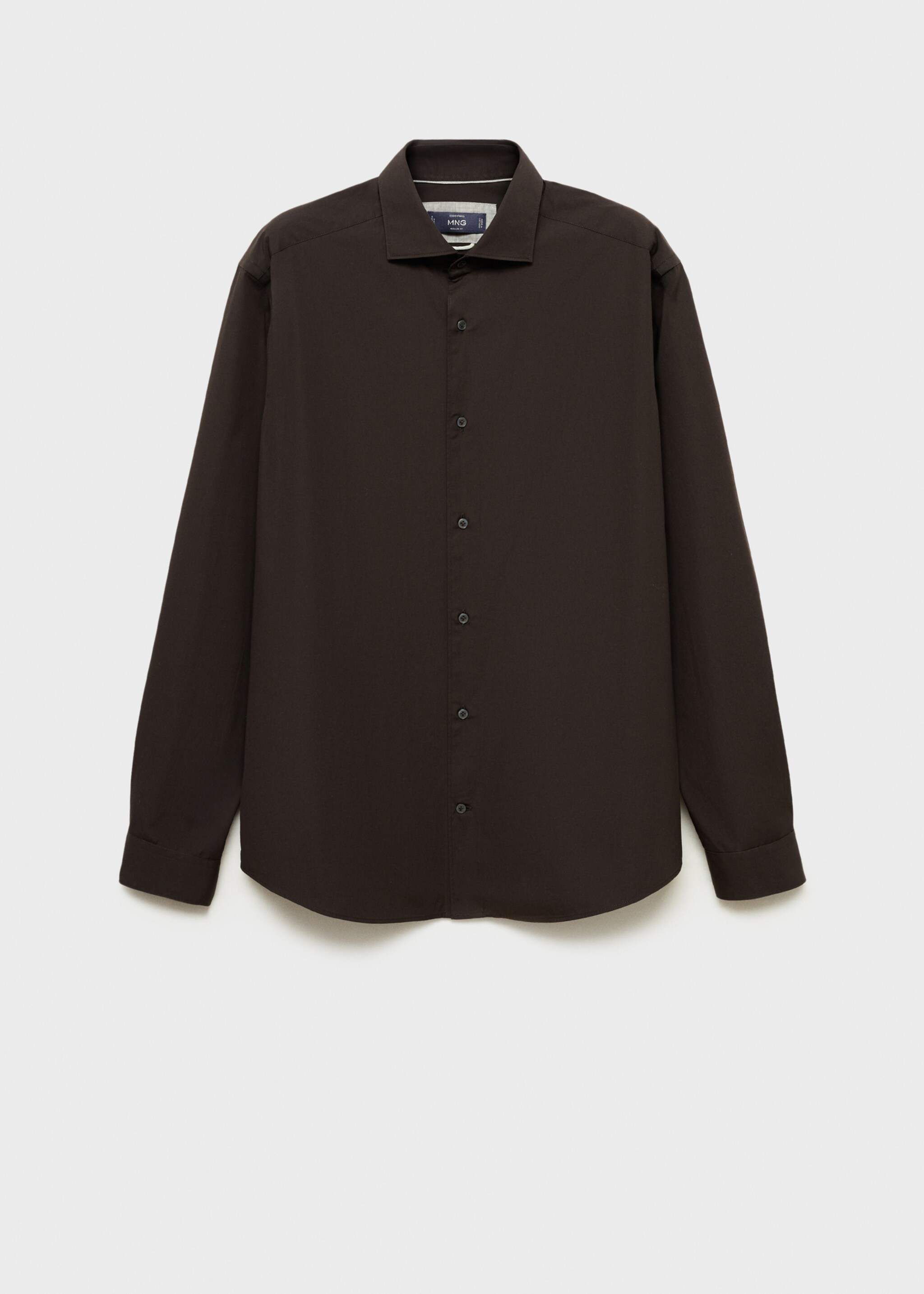 100% cotton regular-fit shirt - Article without model, Chocolate. Ref: 87064407-00.