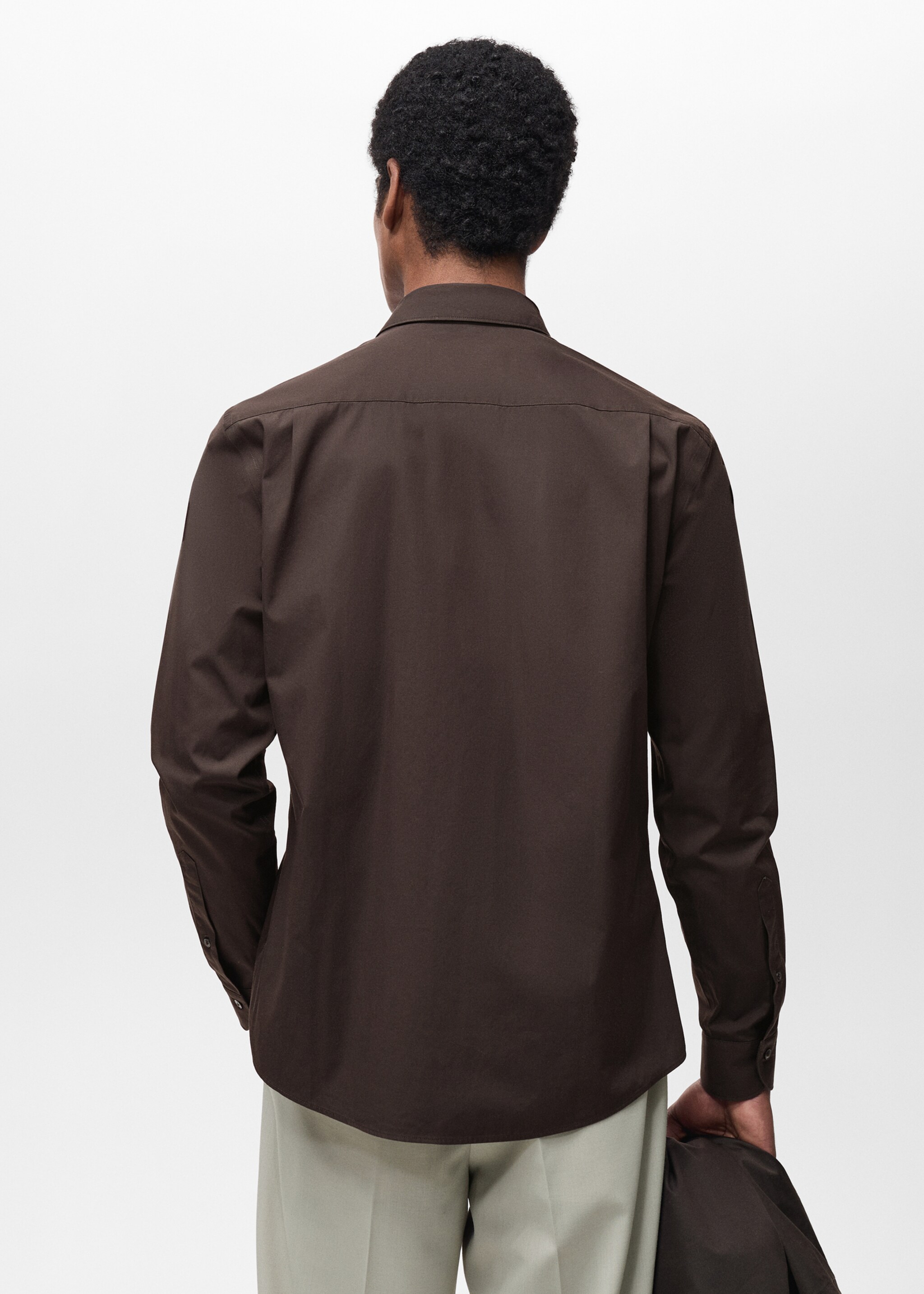 100% cotton regular-fit shirt - Reverse of the article, Chocolate. Ref: 87064407-00.