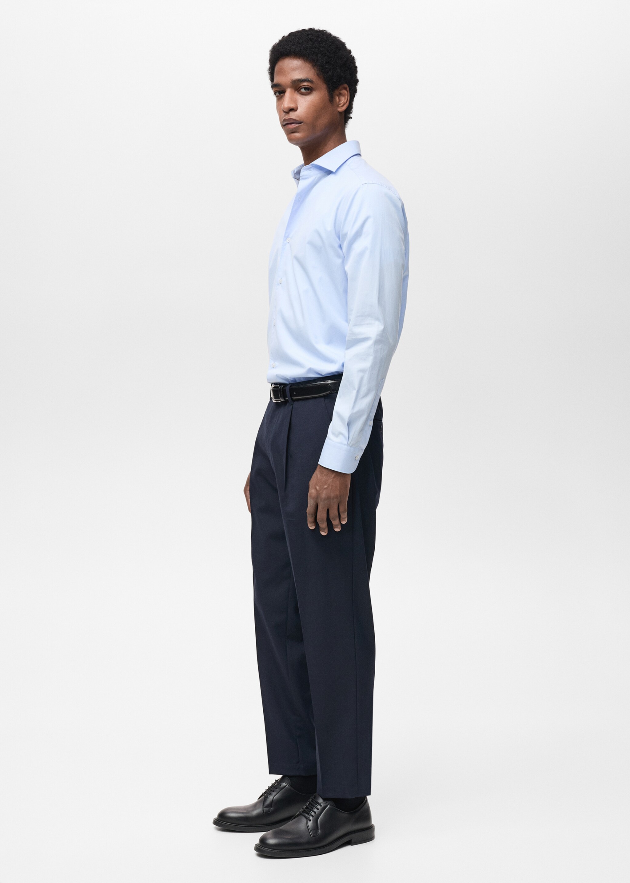 100% cotton regular-fit shirt - Details of the article 2, Sky Blue. Ref: 87064407-00.