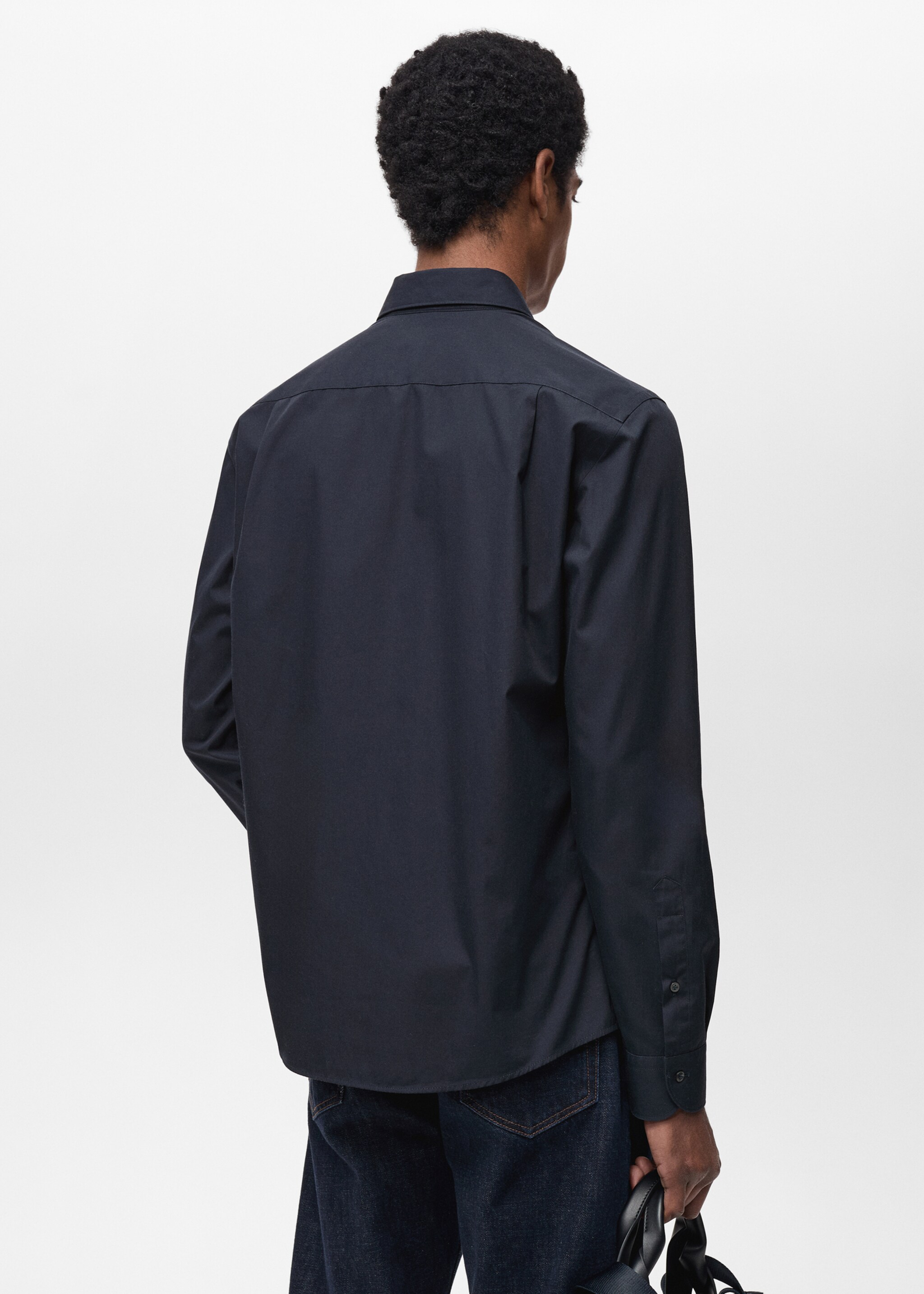 100% cotton regular-fit shirt - Reverse of the article, Dark Navy. Ref: 87064407-00.