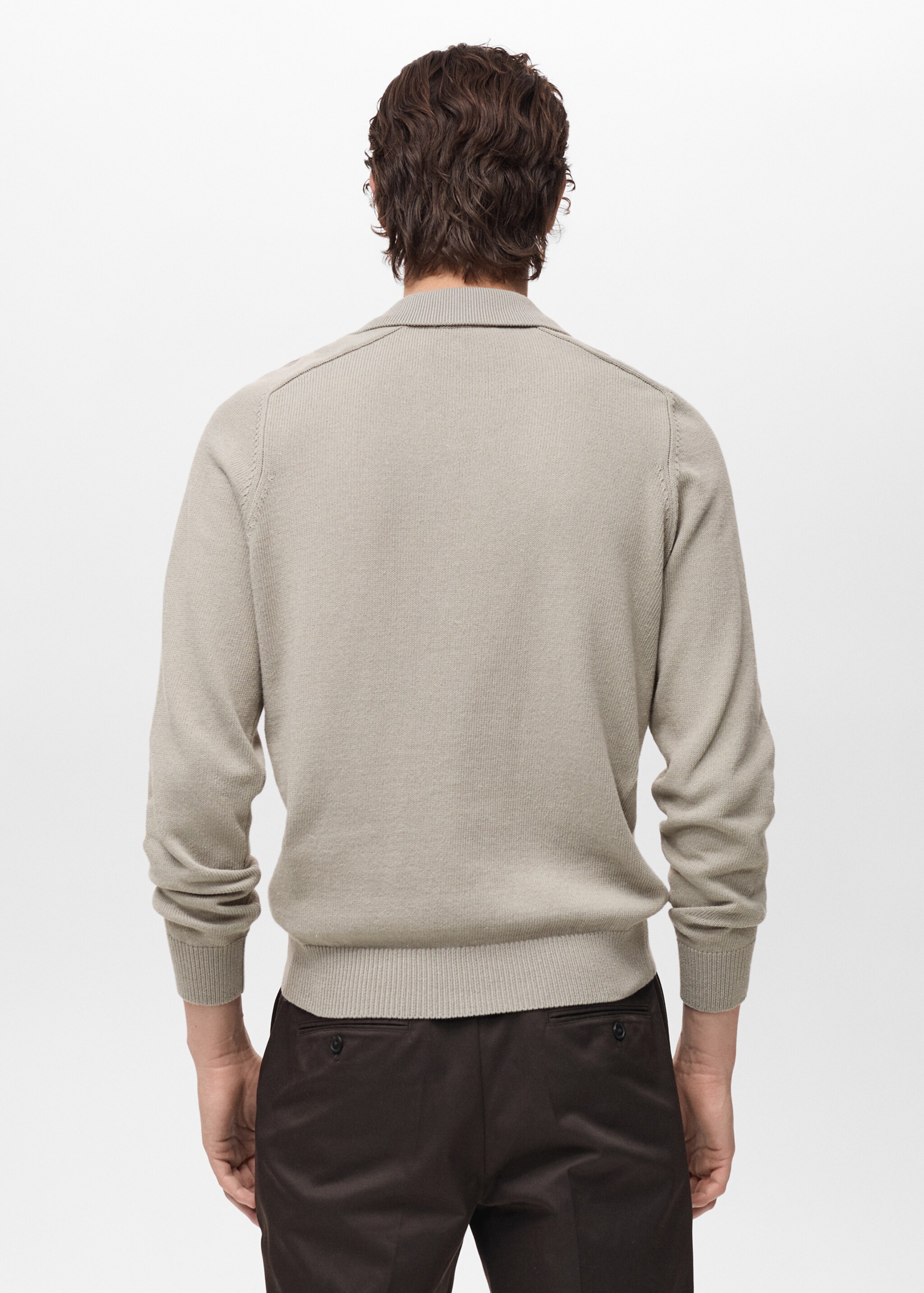 Strickpoloshirt aus Baumwolle - Rückseite des Artikels, Eisgrau. Ref: 87064410-00.