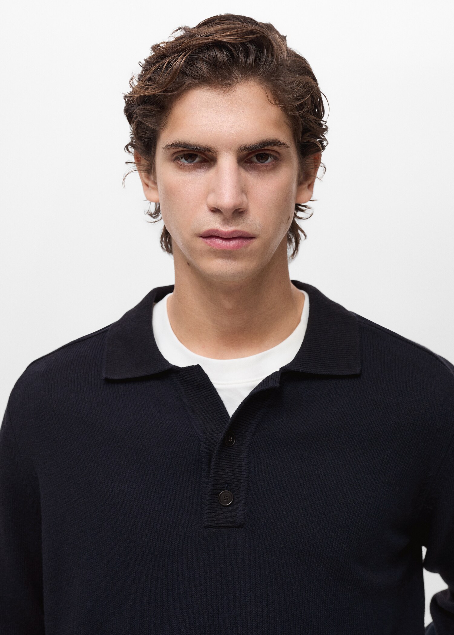 Cotton knitted polo shirt - Details of the article 1