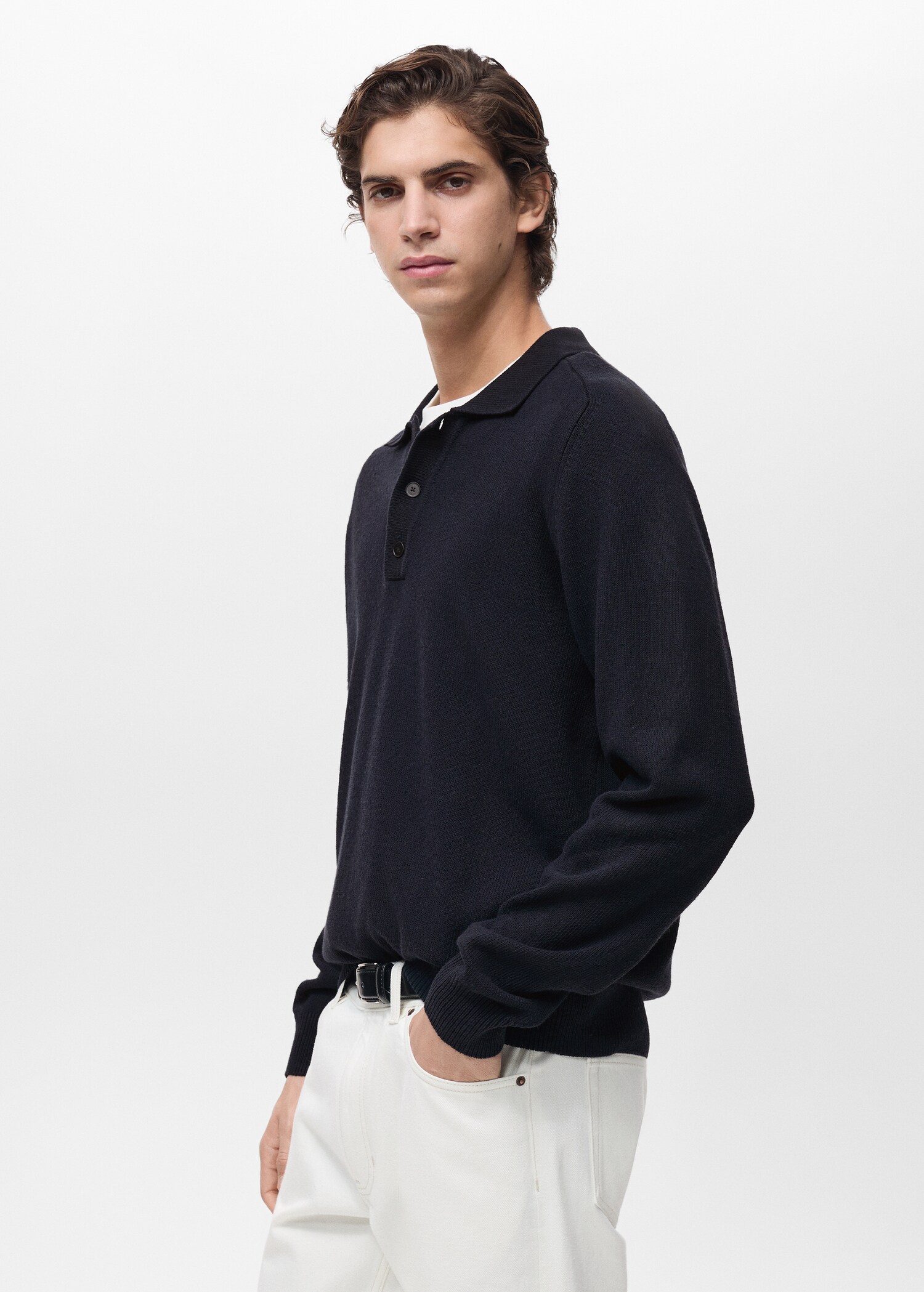 Cotton knitted polo shirt - Details of the article 2