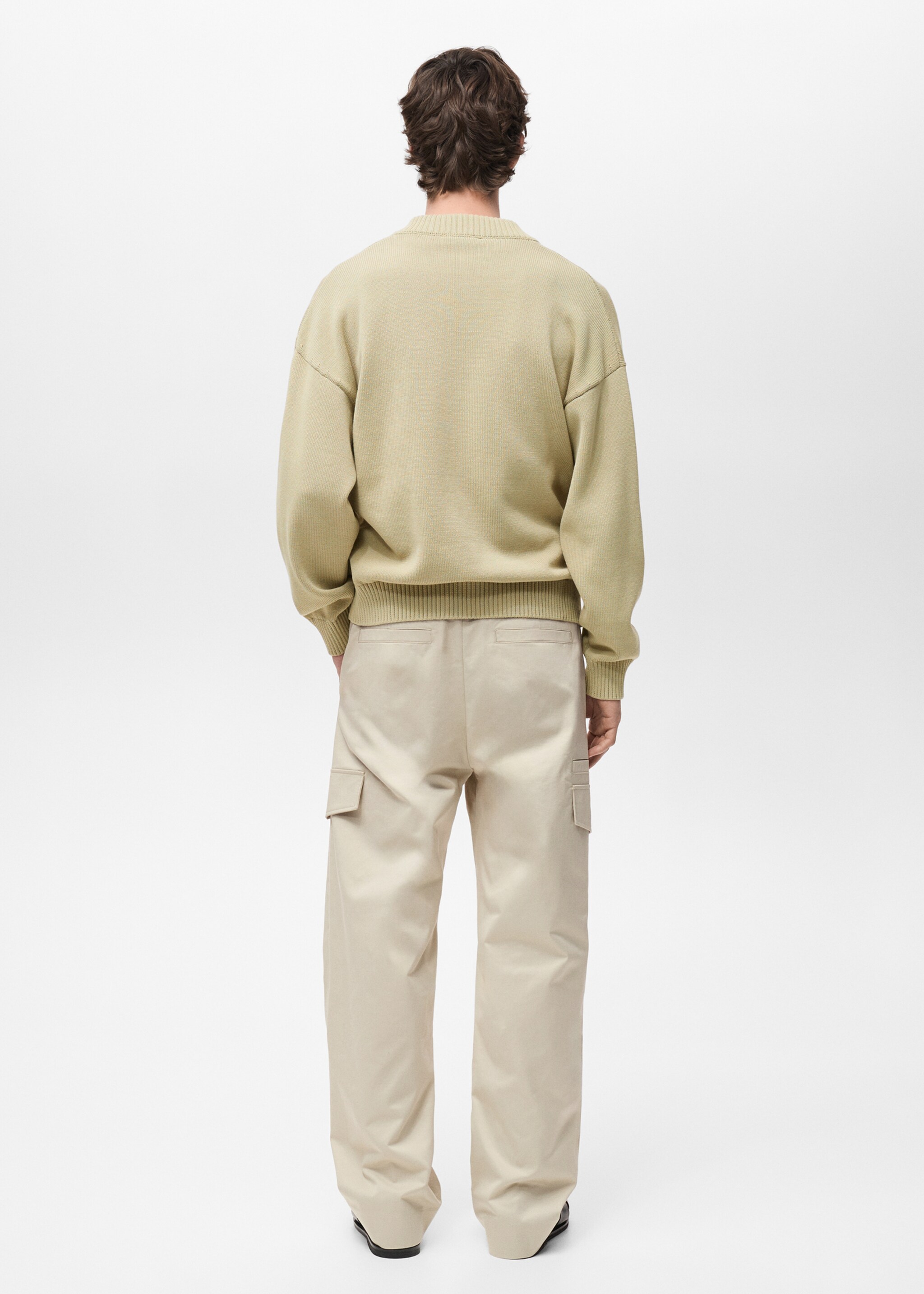 Knitted cotton cardigan with buttons - Reverse of the article, Pastel Green. Ref: 87064411-00.