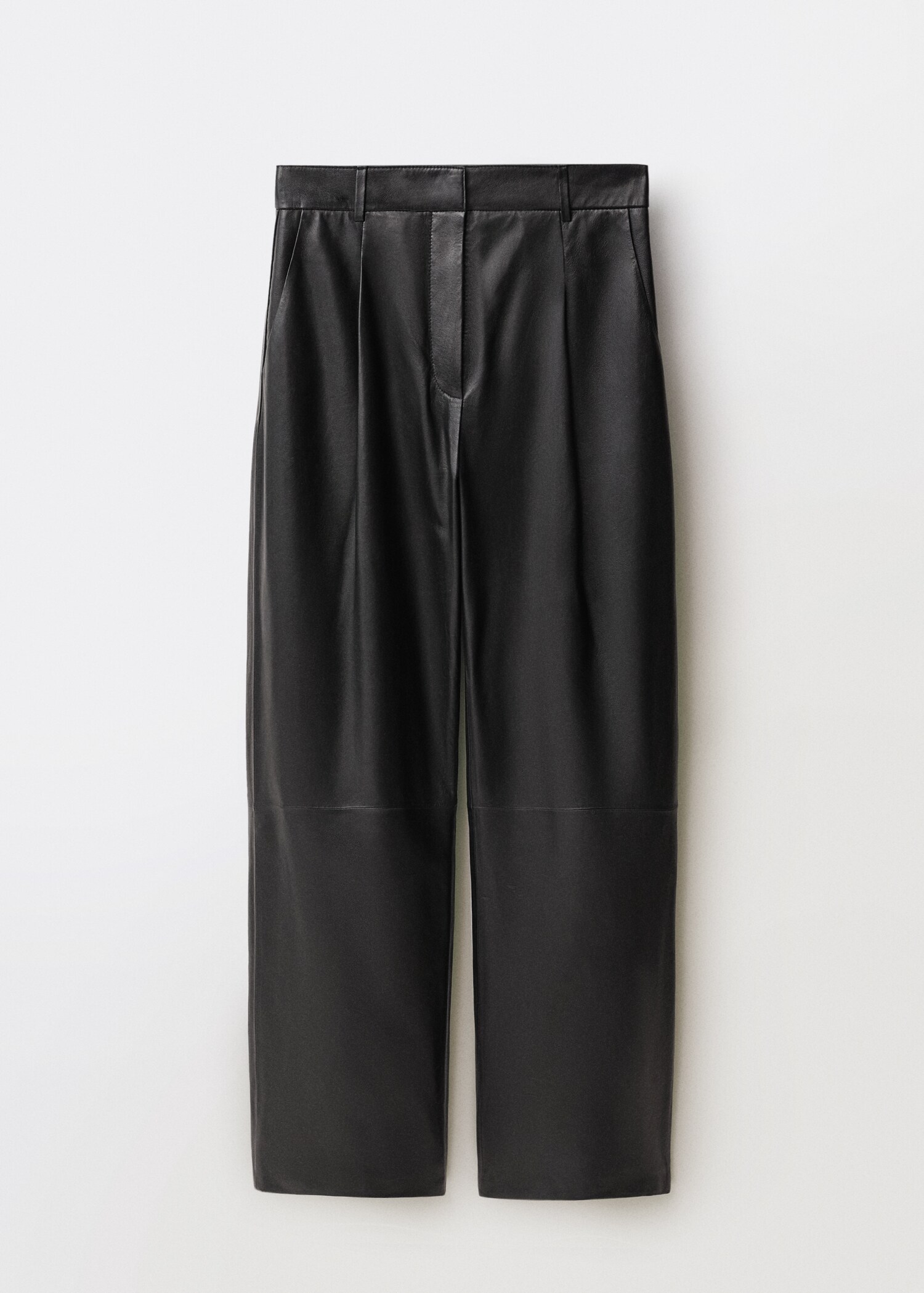 Gerade Lederhose mit Bundfalten-Detail - Artikel ohne Model