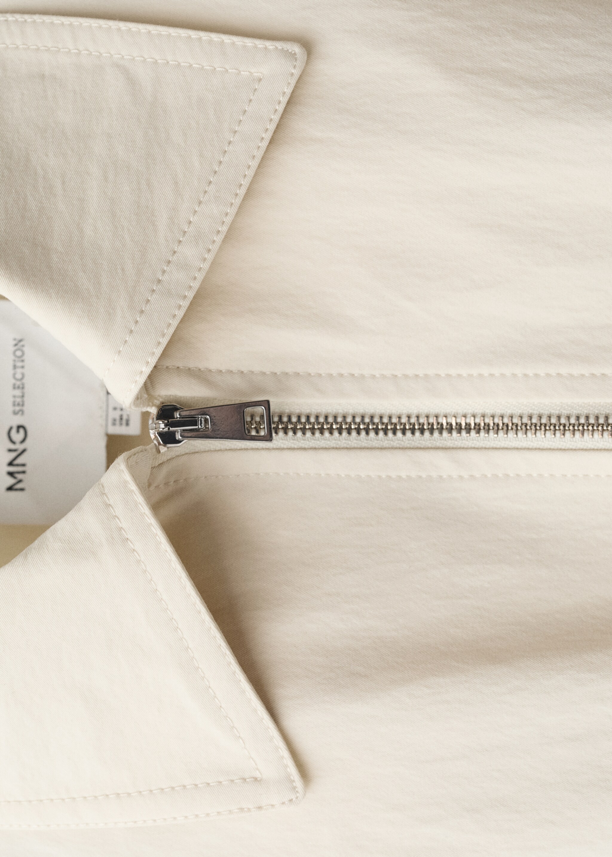 Bomber jacket with adjustable hem - Details of the article 8, Ecru. Ref: 87064424-00.