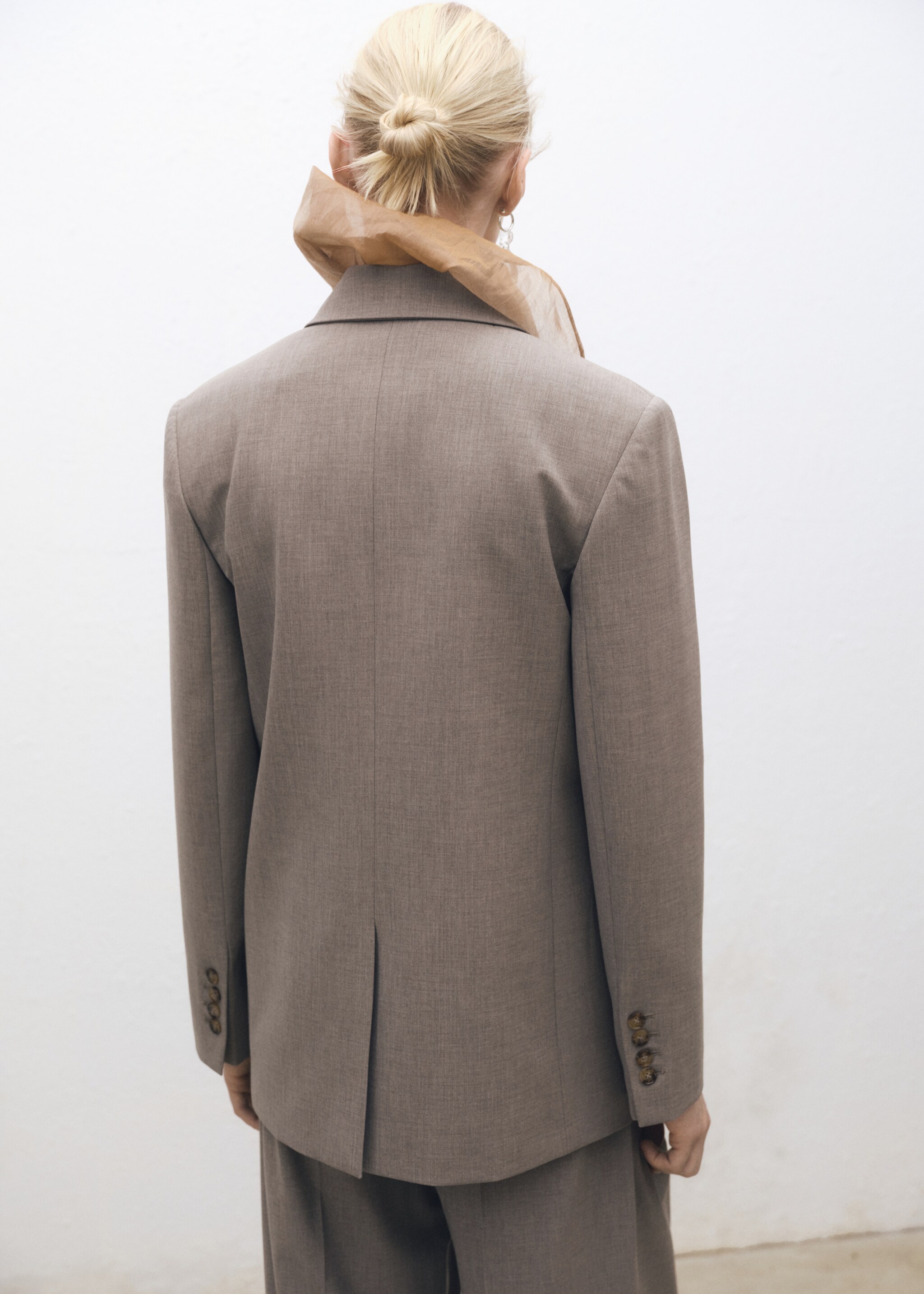 Wool-blend suit blazer - Reverse of the article, Medium Brown. Ref: 87064427-00.