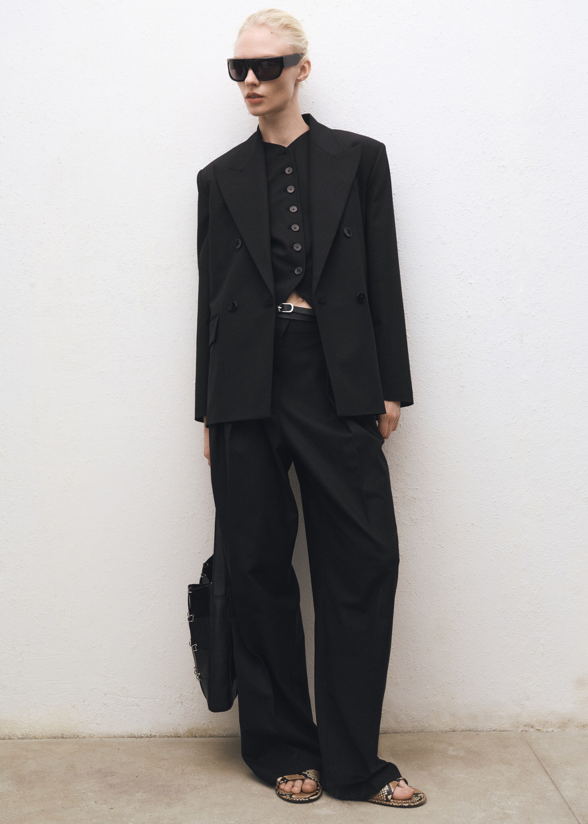 Marynarka garniturowa z mieszanki wełny - Szczegóły artykułu 2, Czarny. Ref: 87064427-00.