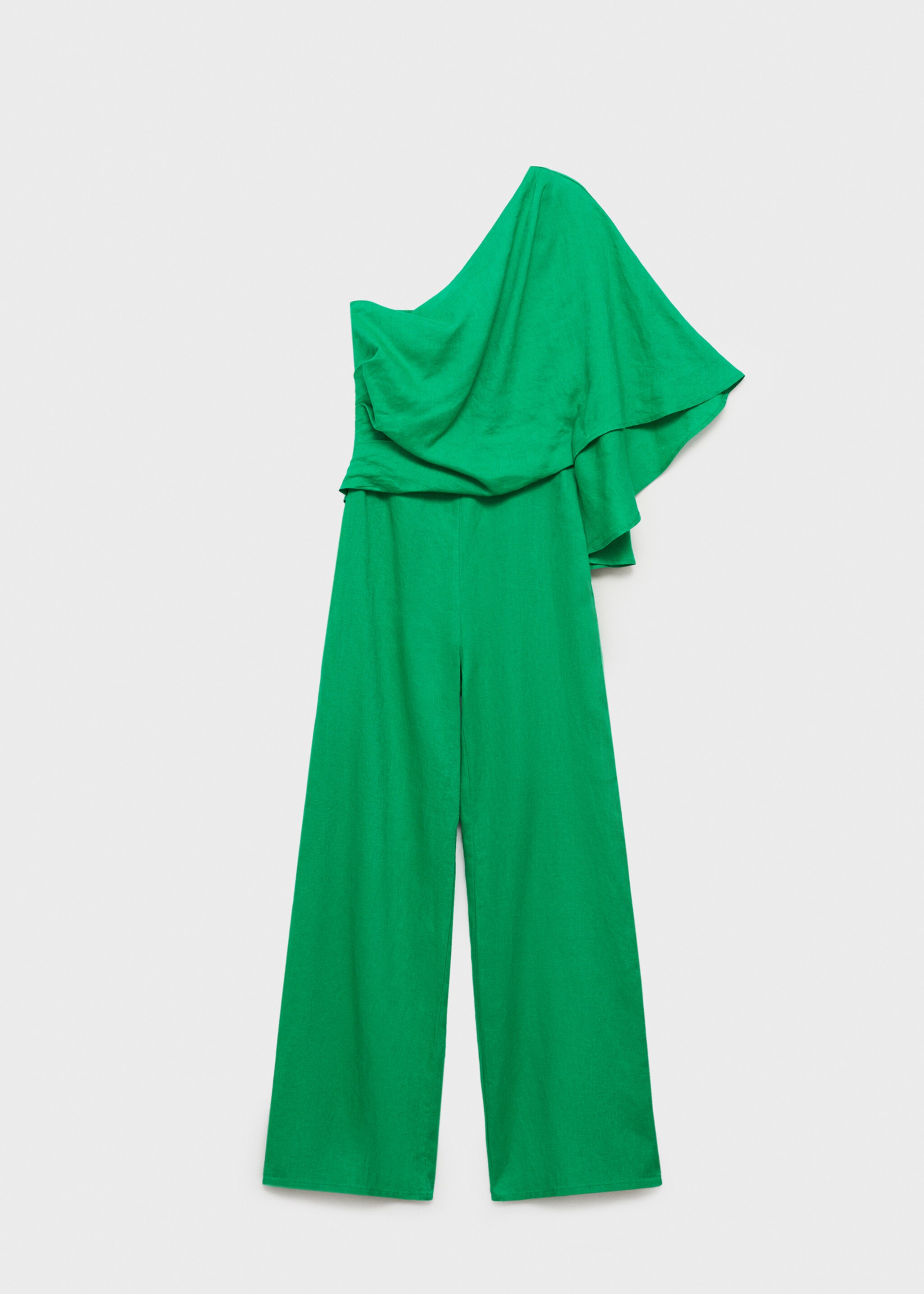 Asymmetrical linen jumpsuit - Article without model, Green. Ref: 87064779-00.