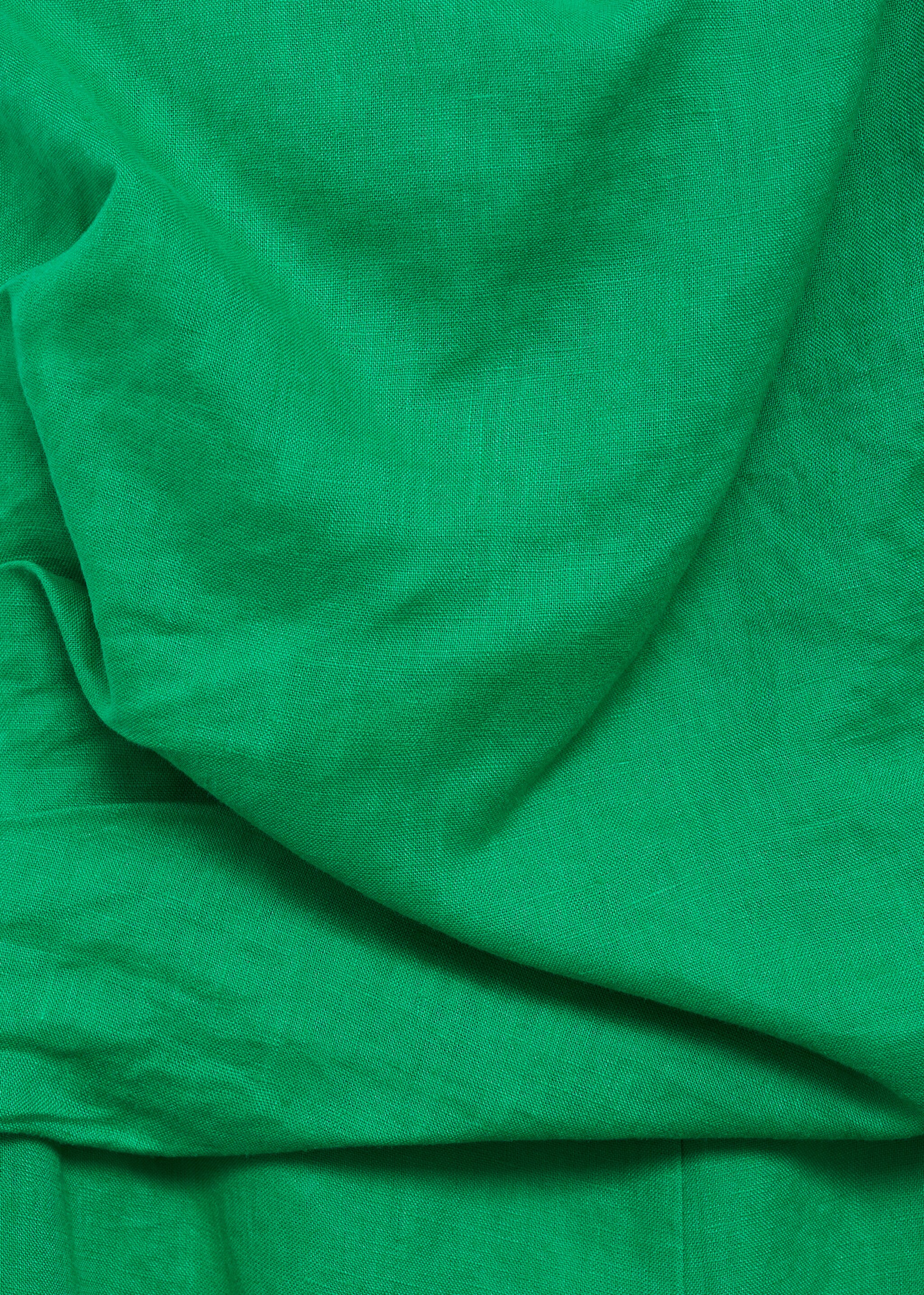 Asymmetrical linen jumpsuit - Details of the article 8, Green. Ref: 87064779-00.