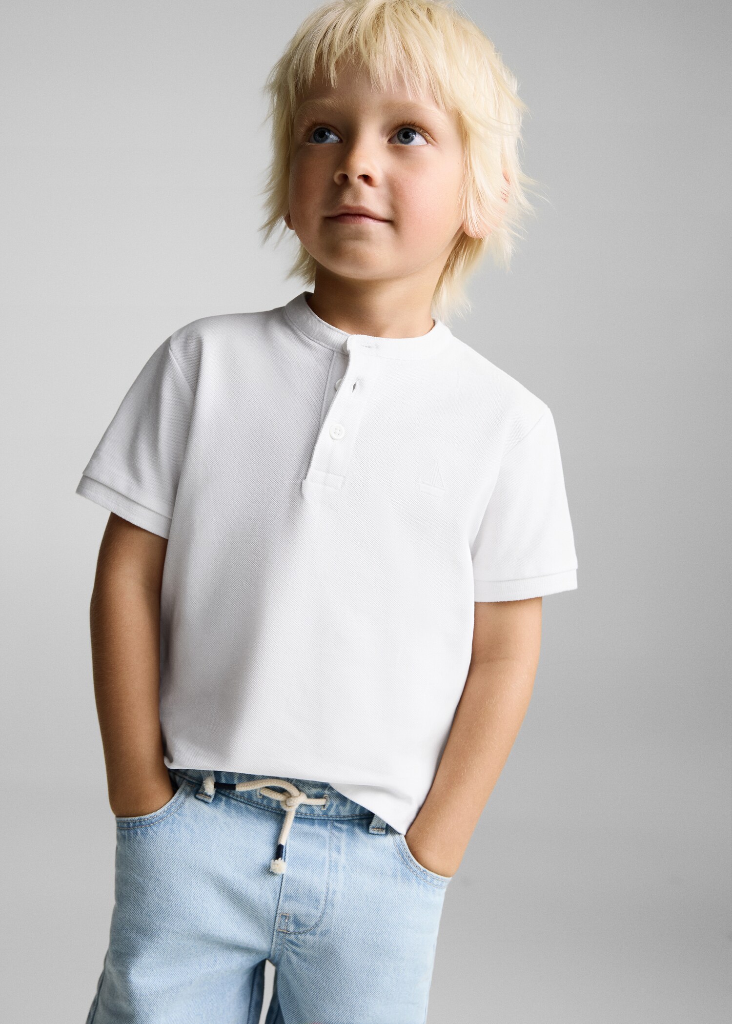 Katoenen poloshirt met maokraag - Middenvlak