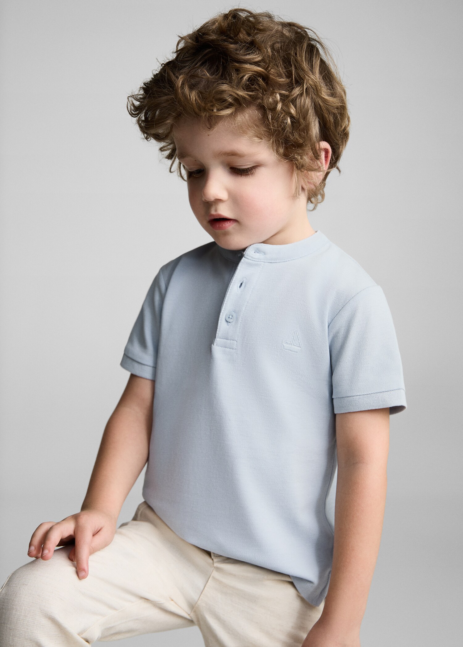 Katoenen poloshirt met maokraag - Middenvlak