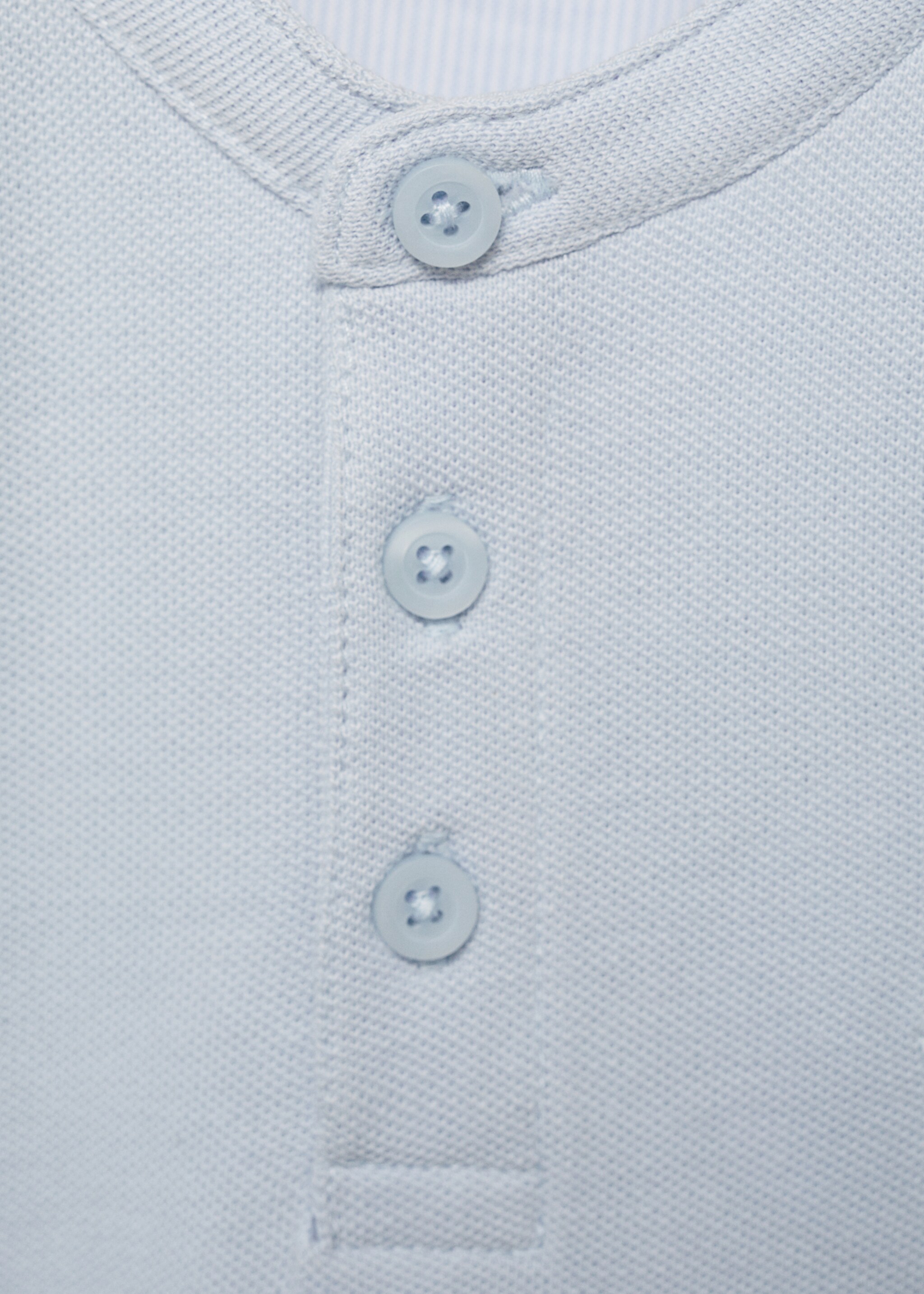 Mao collar cotton polo - Details of the article 8, Sky Blue. Ref: 87064780-00.