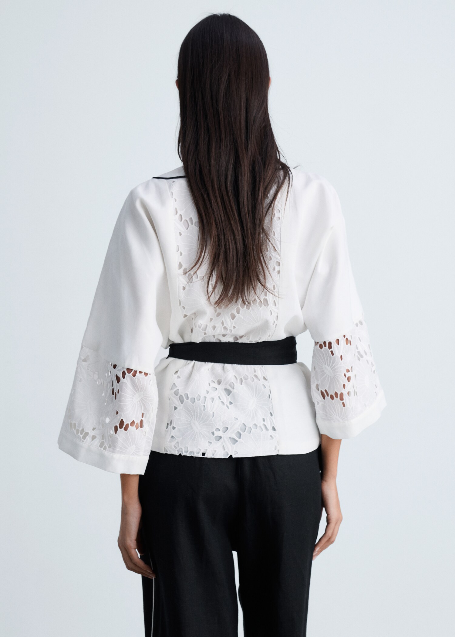 Linen-blend caftan with openwork details - Reverse of the article