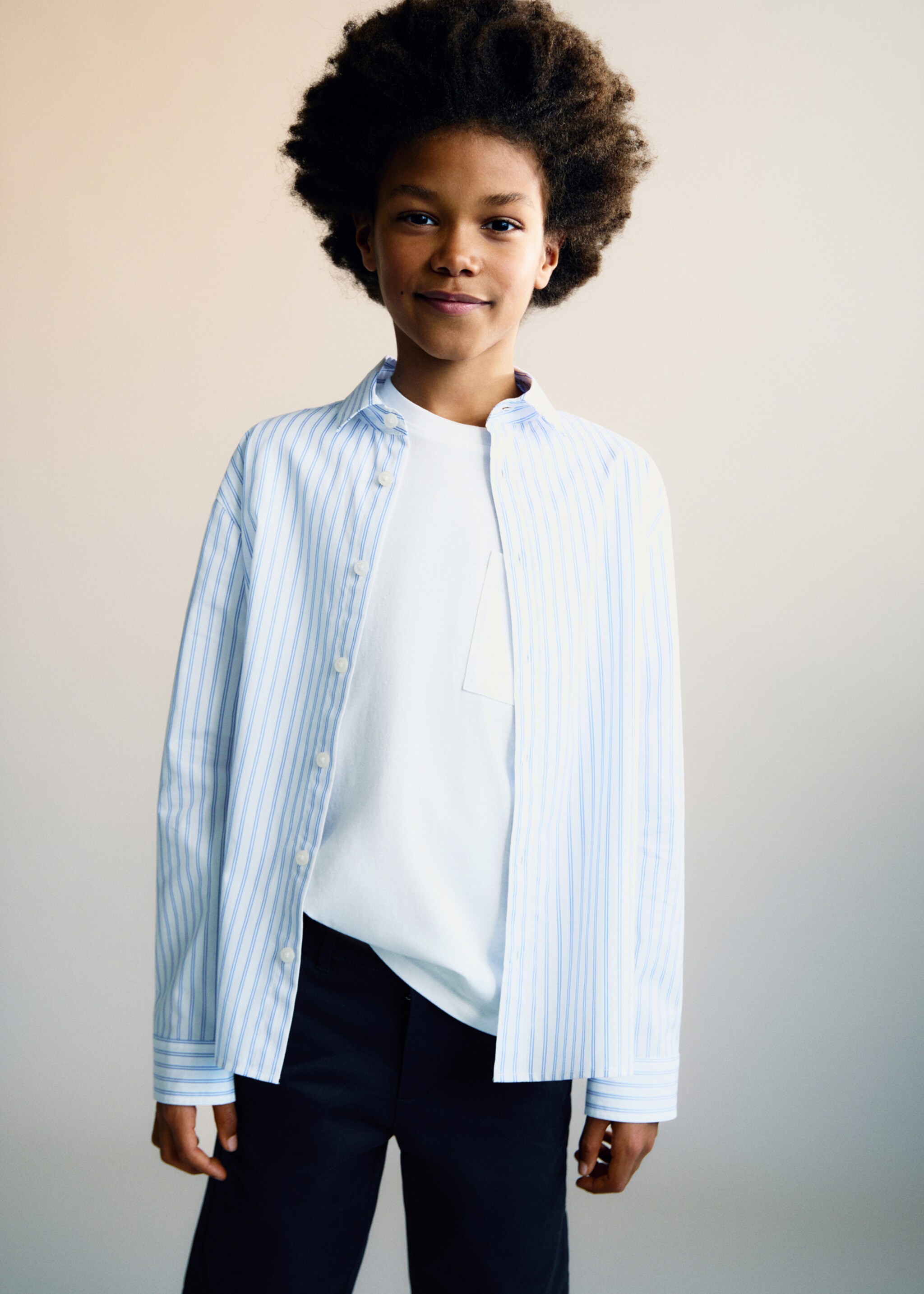 Striped cotton shirt - Medium plane, White. Ref: 87064791-00.