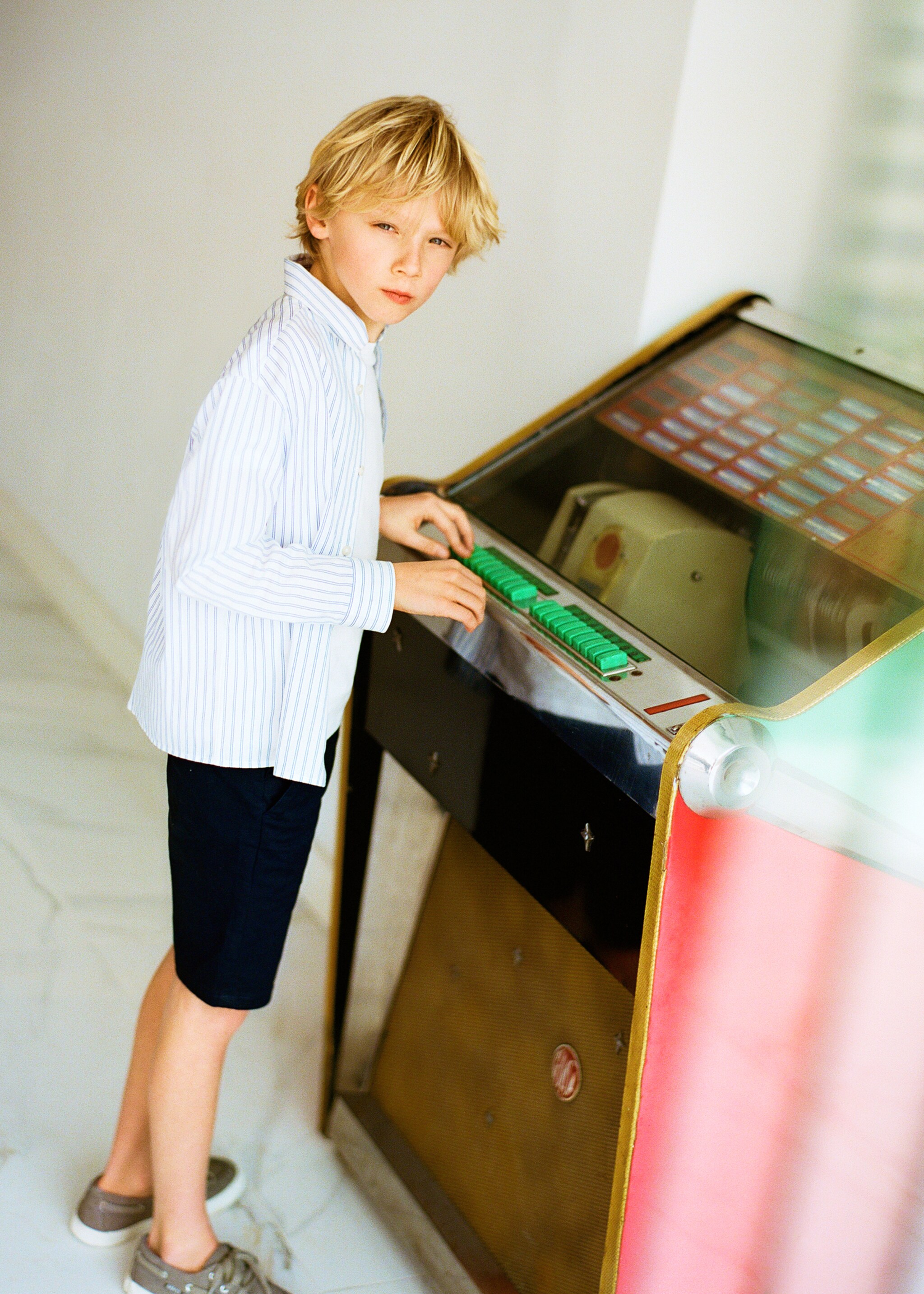 Striped cotton shirt - Details of the article 5, White. Ref: 87064791-00.