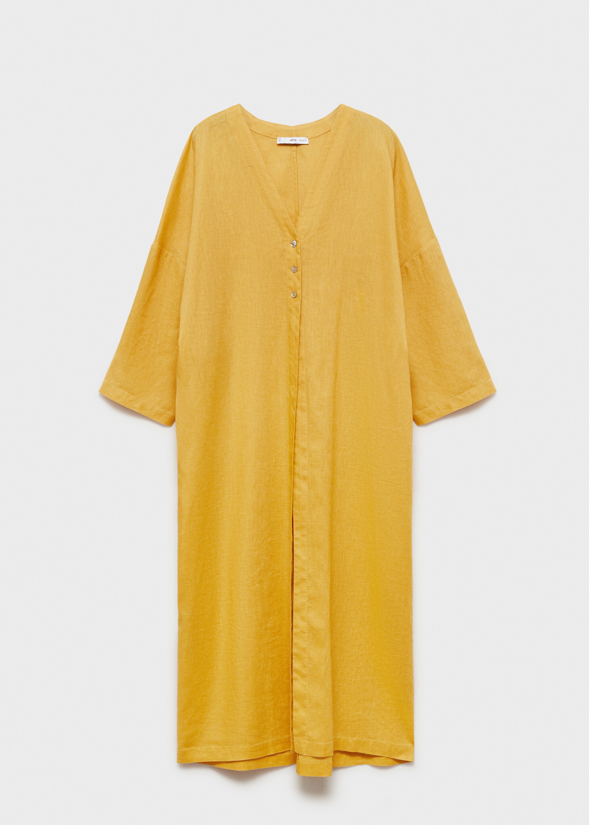 Oversize linen-blend dress - Article without model, Mustard. Ref: 87064792-00.