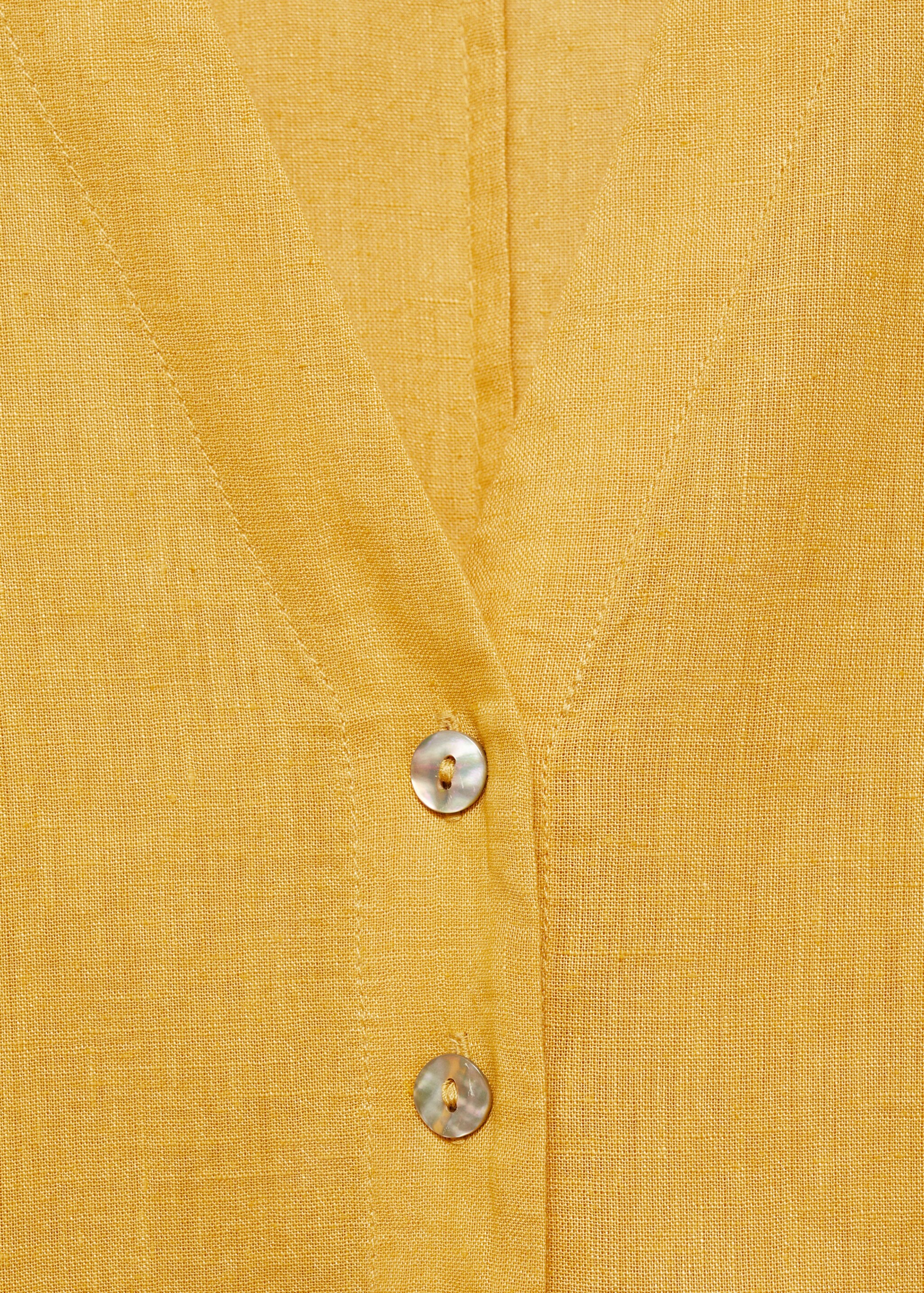 Oversize linen-blend dress - Details of the article 8, Mustard. Ref: 87064792-00.
