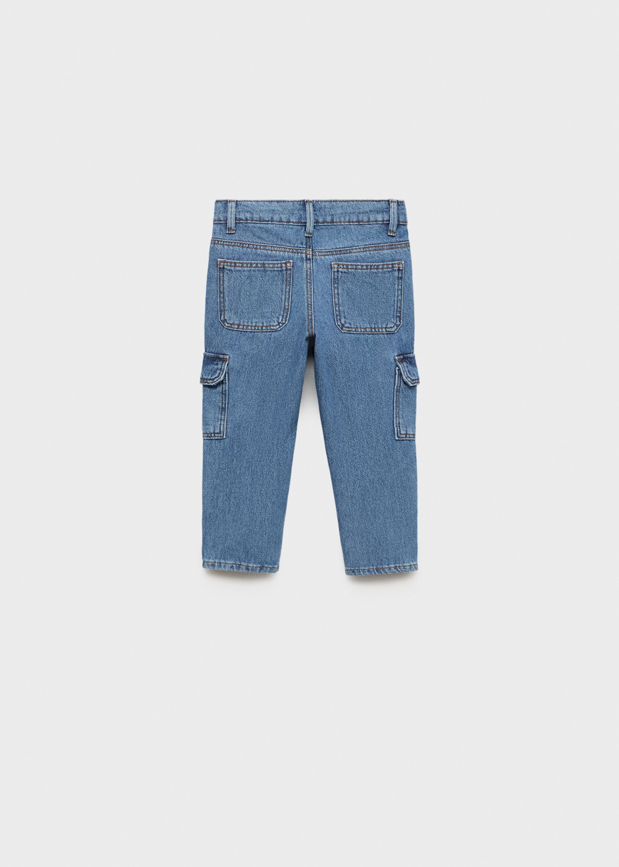 Straight-fit jeans in cargostijl - Achterkant van het artikel, Middenblauw. Ref: 87064794-00.