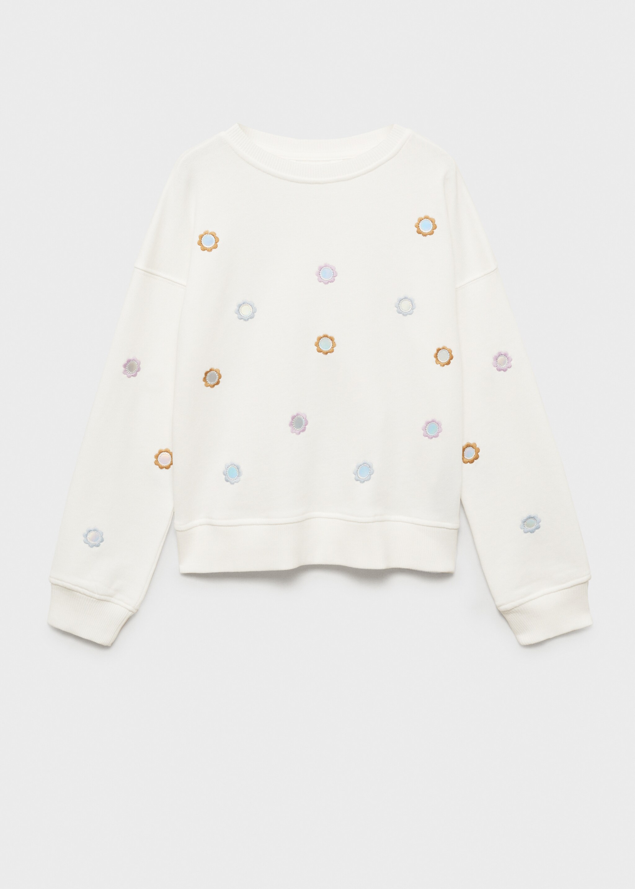Sudadera apliques flores - Artículo sin modelo, Blanco roto. Ref: 87064806-00.