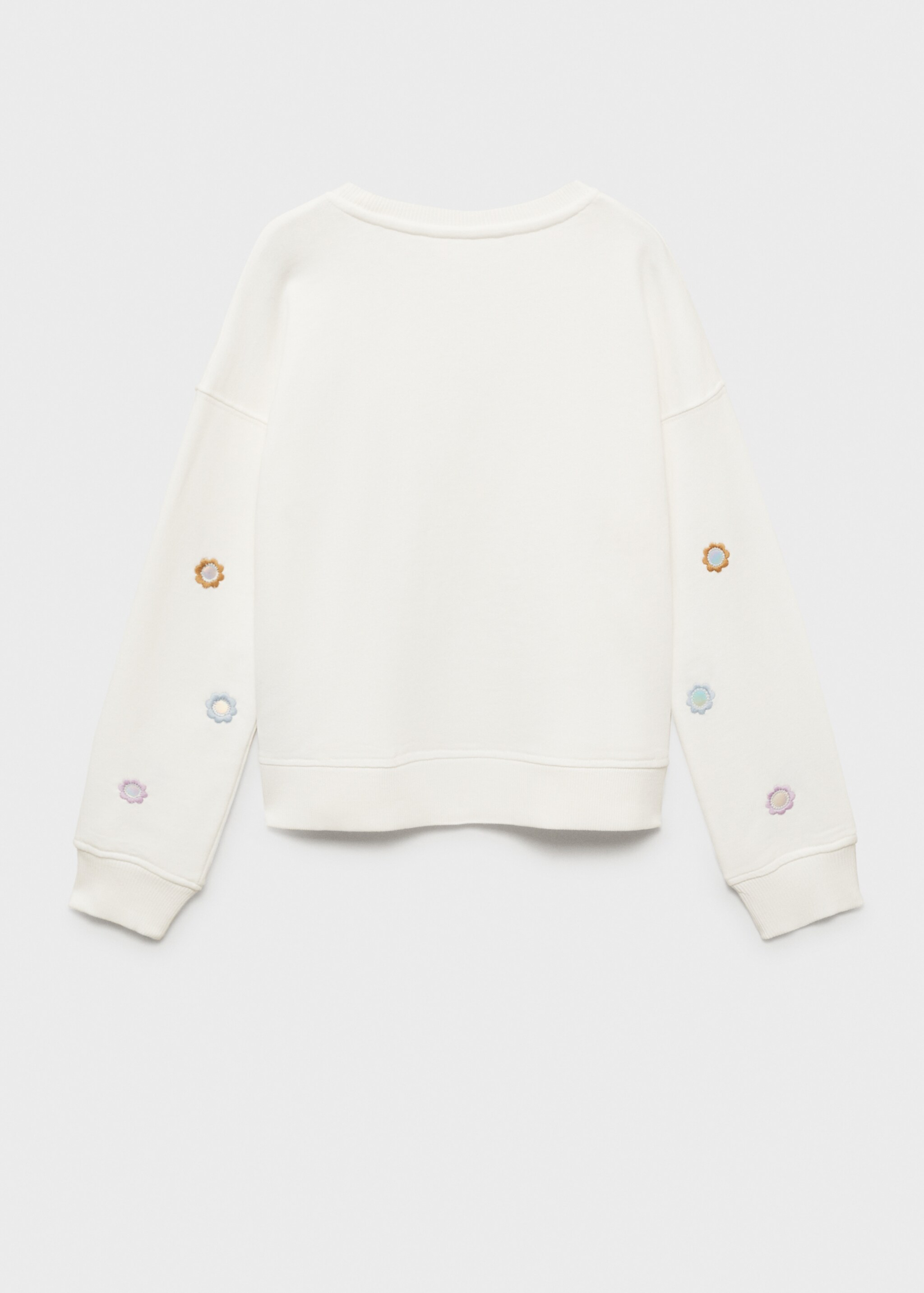 Sudadera apliques flores - Reverso del artículo, Blanco roto. Ref: 87064806-00.