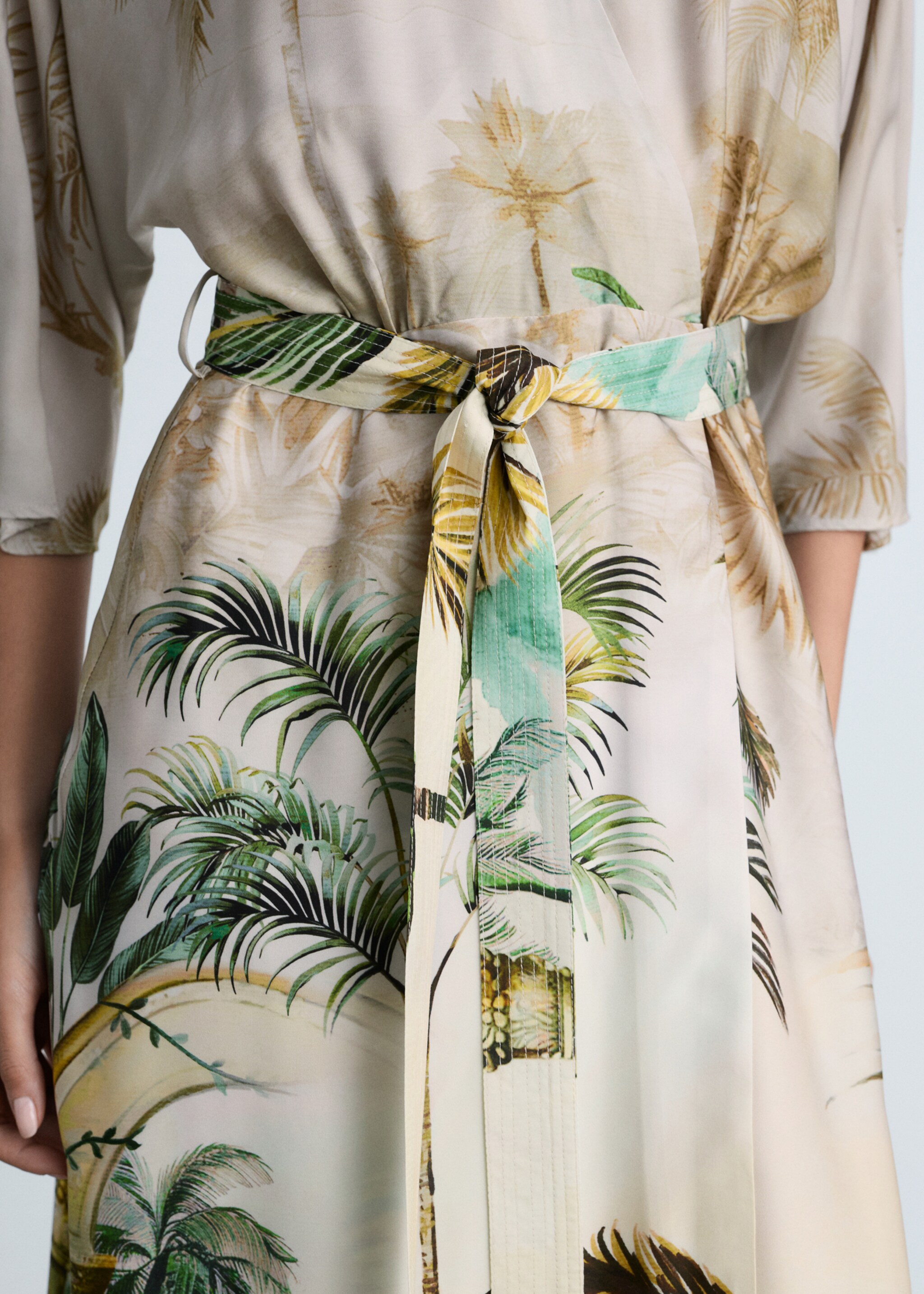 Crossover tropical dress - Details of the article 6, Ecru. Ref: 87064807-00.