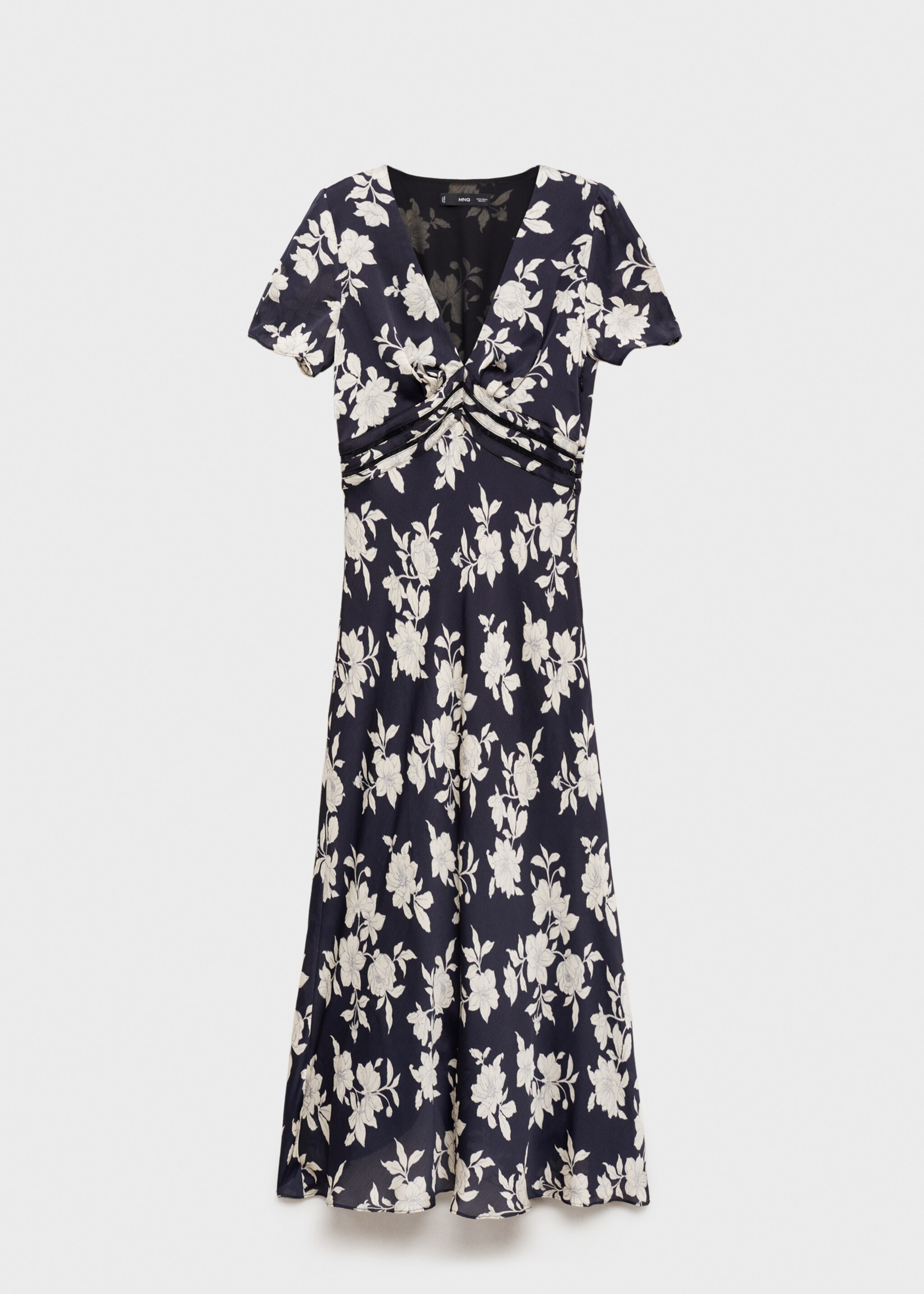 Floral-print flared dress - Article without model, Black. Ref: 87064810-00.