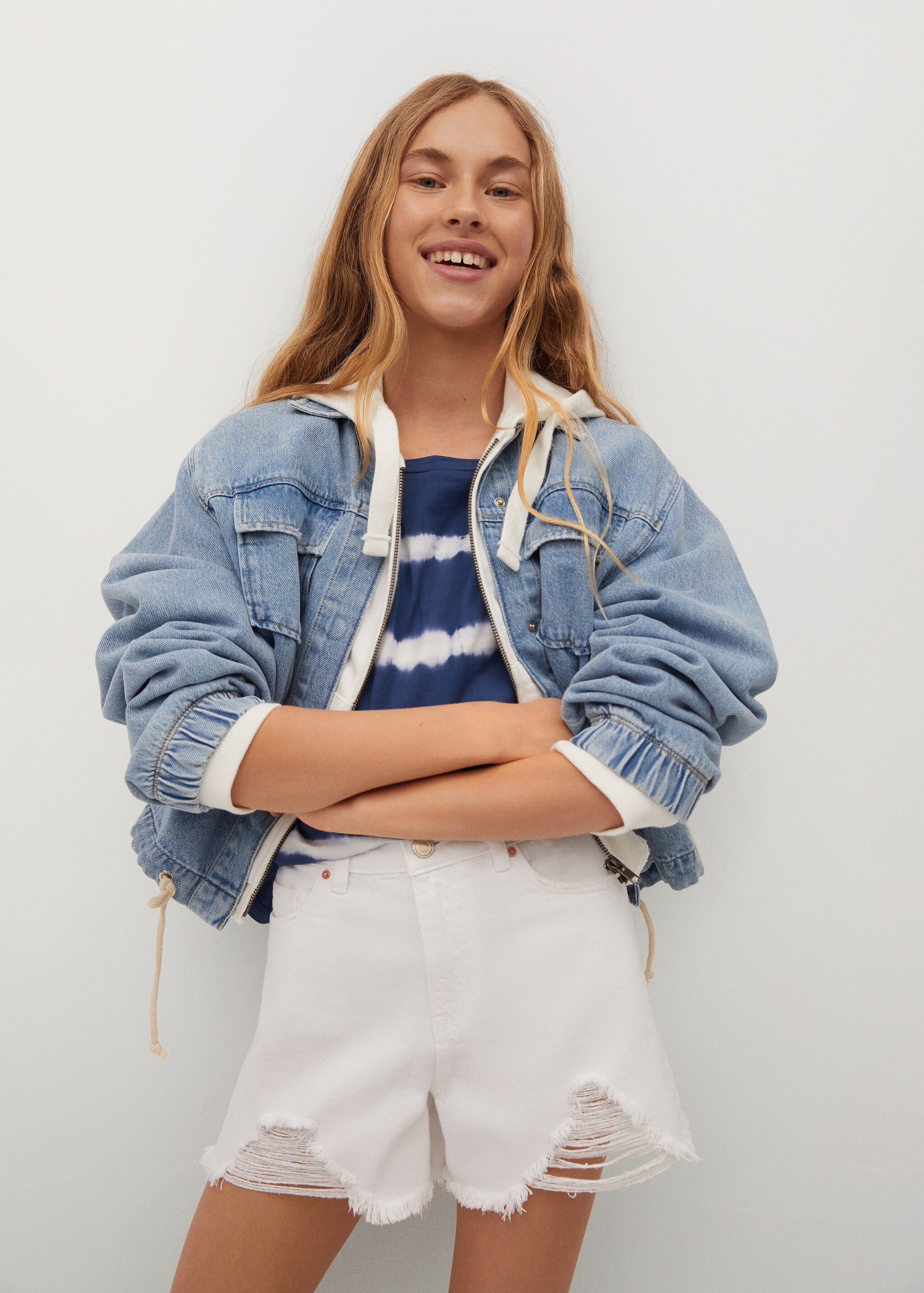 Ripped-detail denim short - Medium plane