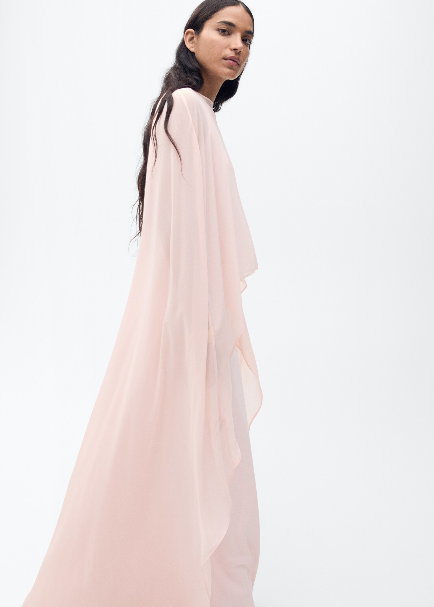 Long semi-transparent cape - Medium plane