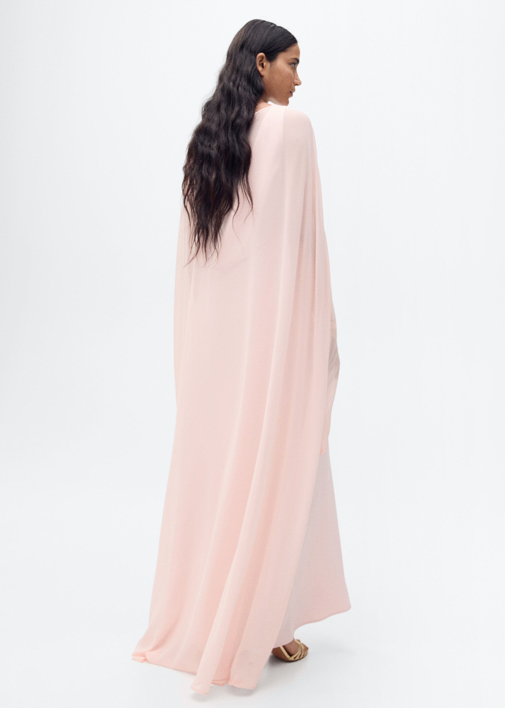 Long semi-transparent cape - Reverse of the article, Pastel Pink. Ref: 87065724-00.