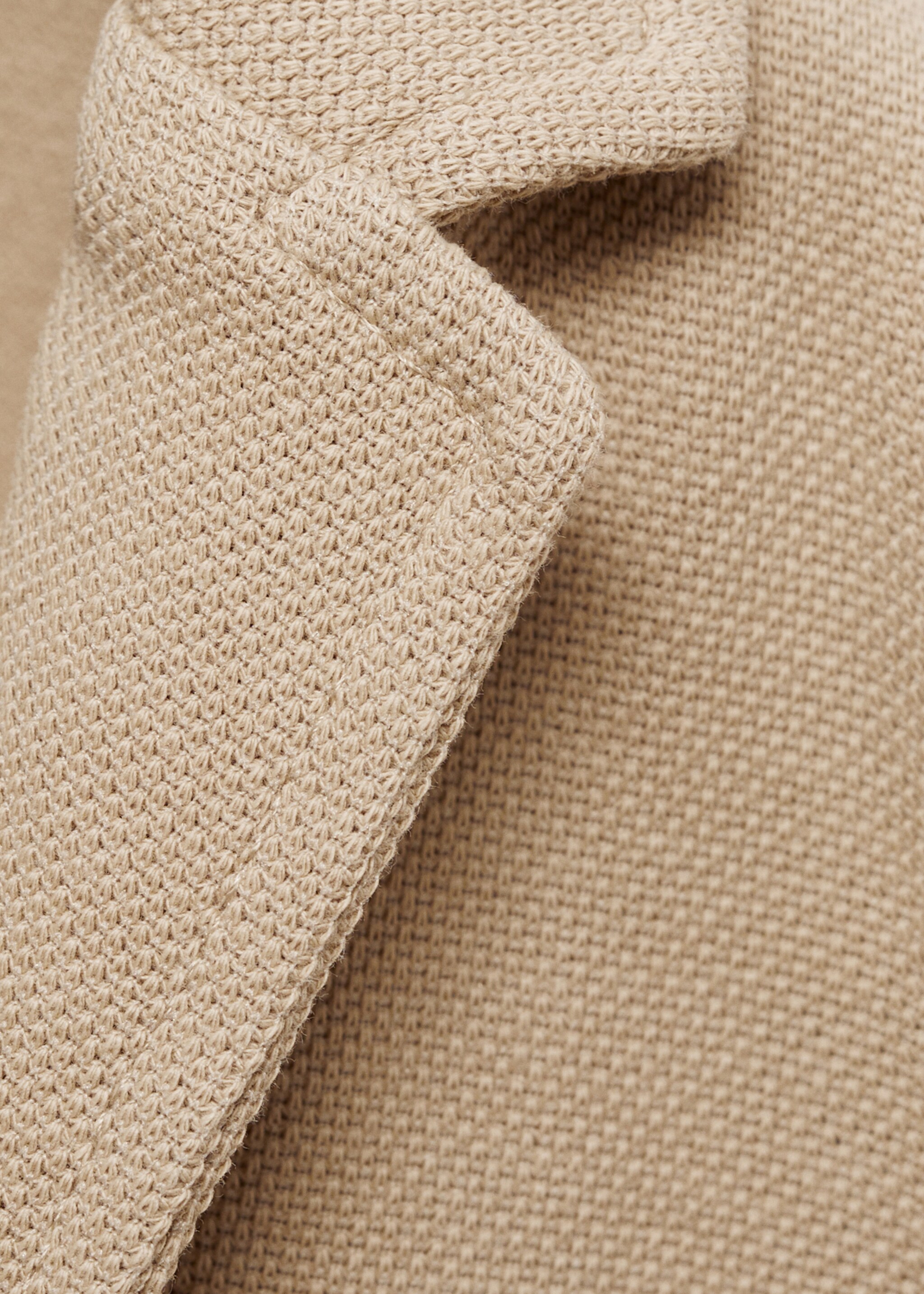 Cotton-blend piqué blazer - Details of the article 0, Sand. Ref: 87065735-00.