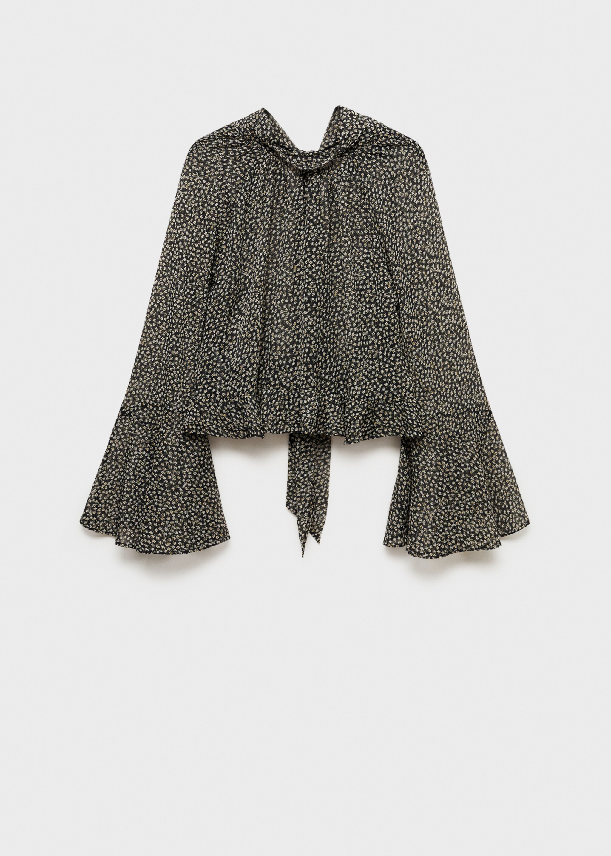 Floral-print blouse with ruffles - Article without model, Black. Ref: 87065739-00.