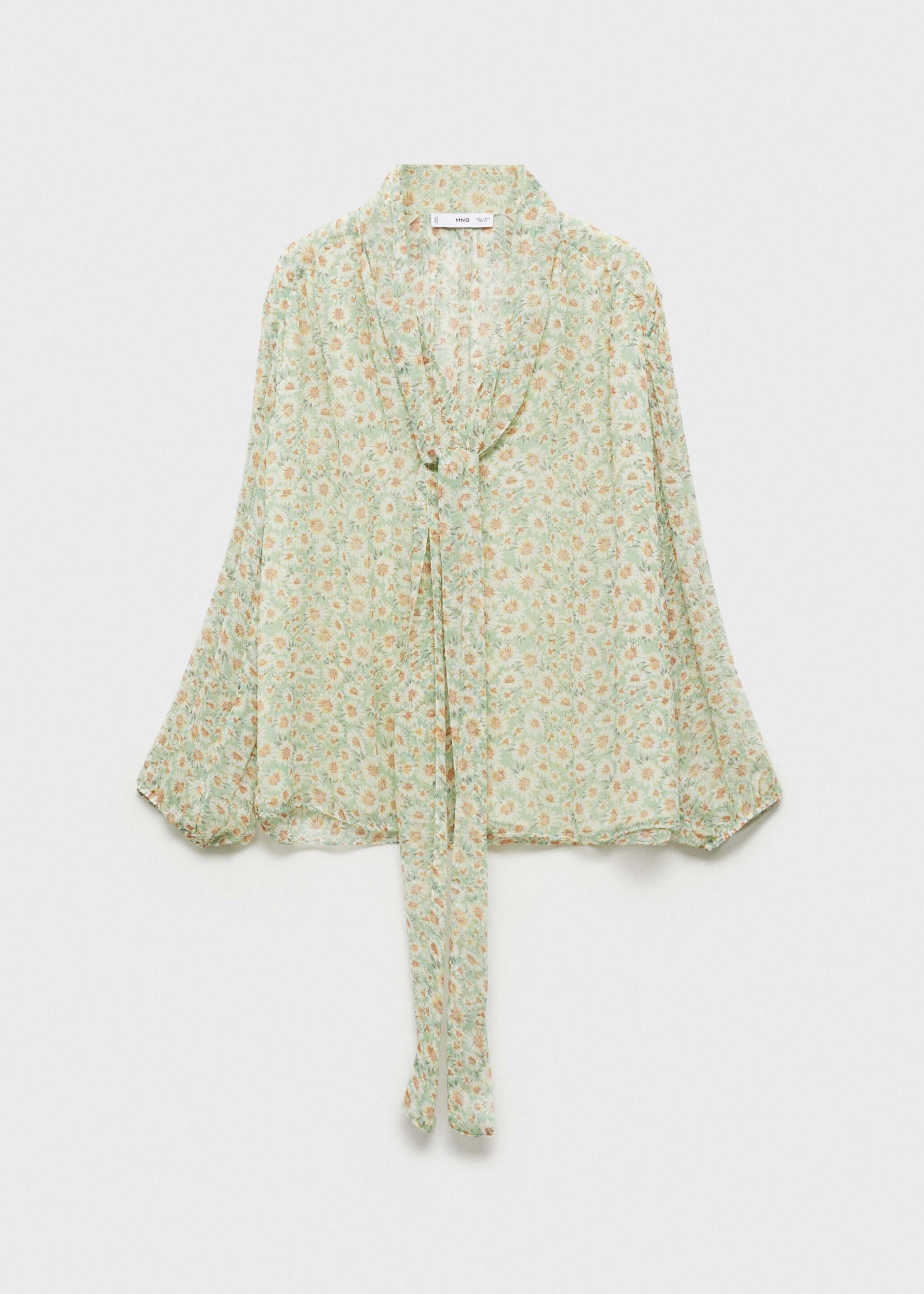 Floral tie blouse - Article without model, Green. Ref: 87065745-00.