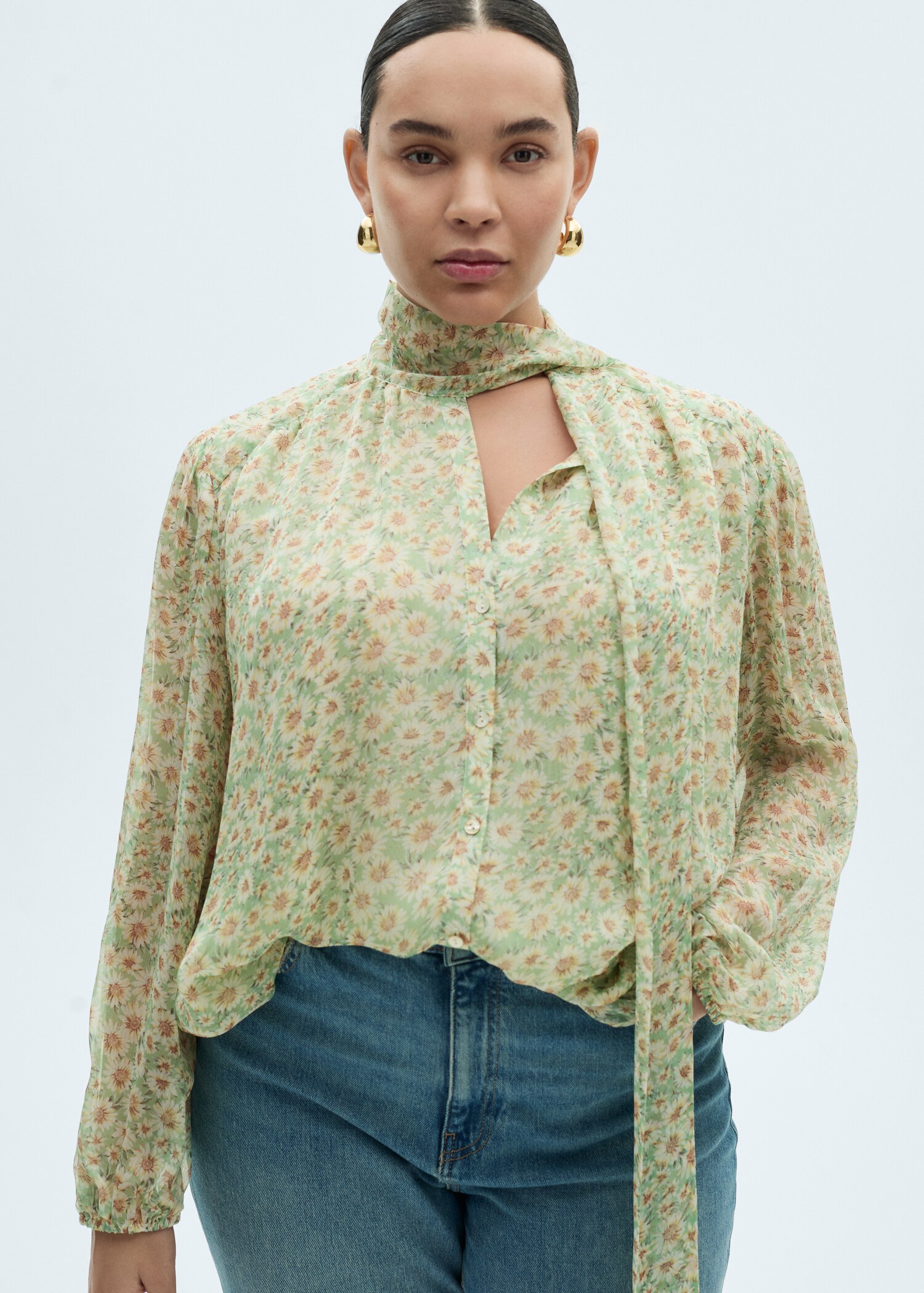 Blouse imprimé floral à nœud - Détail de l'article 5