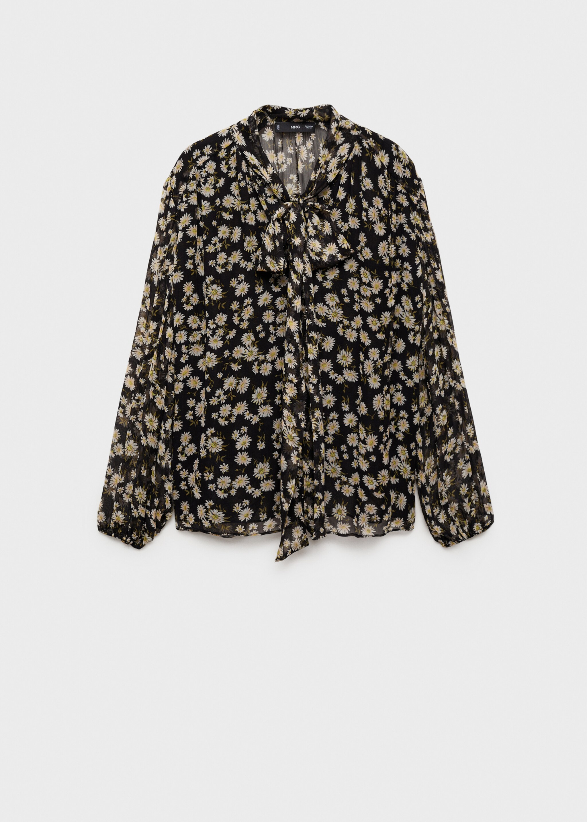 Blouse imprimé floral à nœud - Article sans modèle, Noir. Ref: 87065745-00.