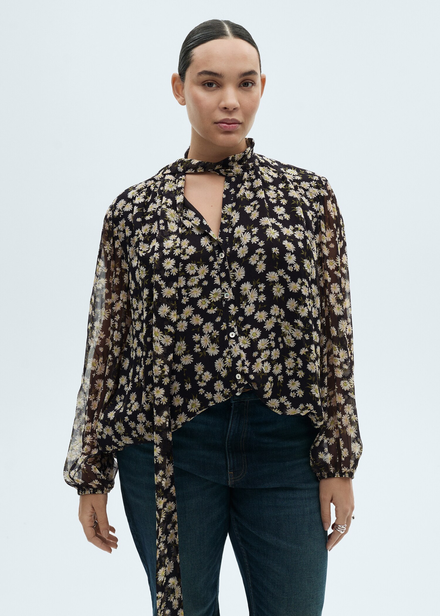 Blouse imprimé floral à nœud - Détail de l'article 5