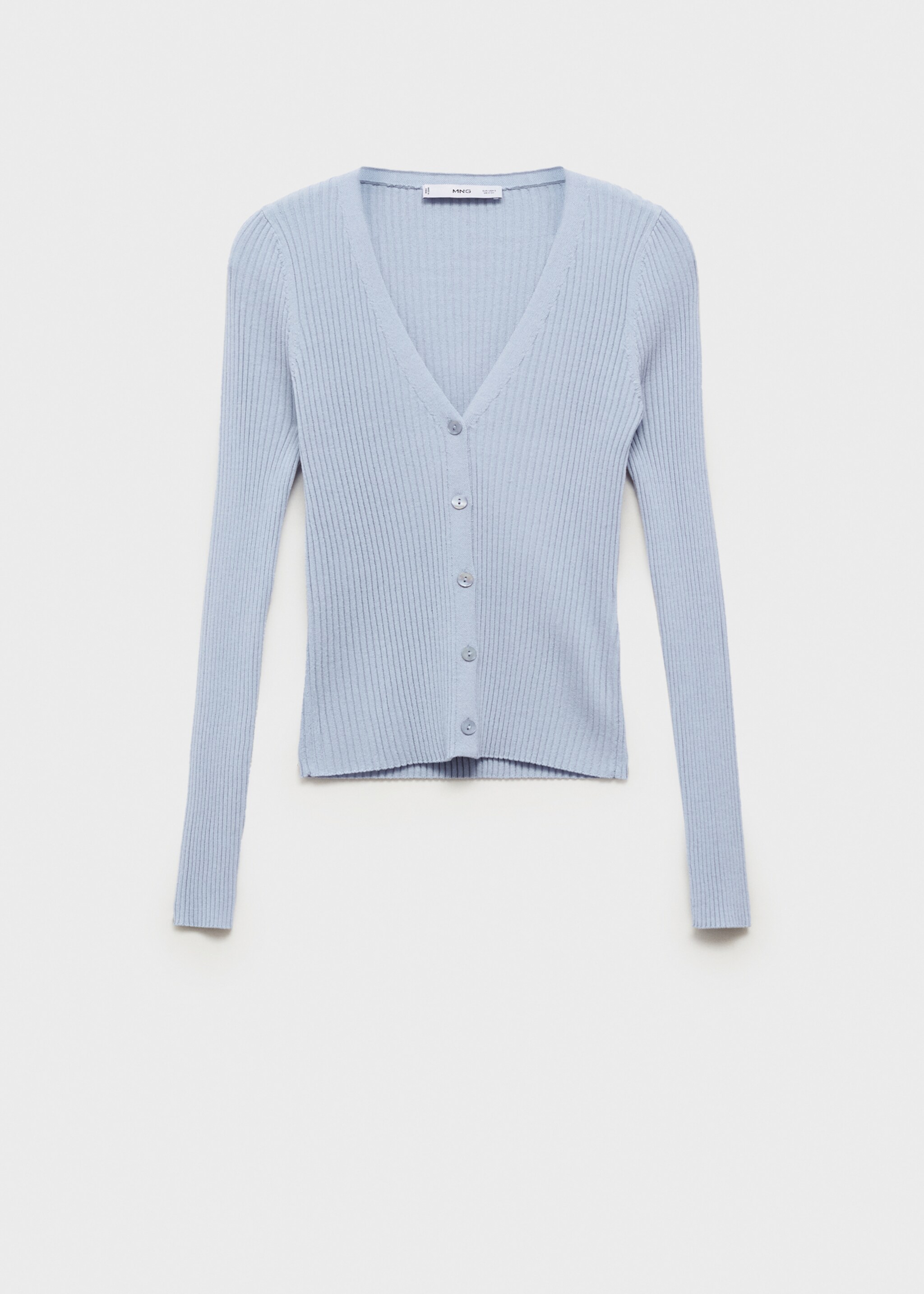 V-neck rib-knit cardigan - Article without model, Sky Blue. Ref: 87065746-00.