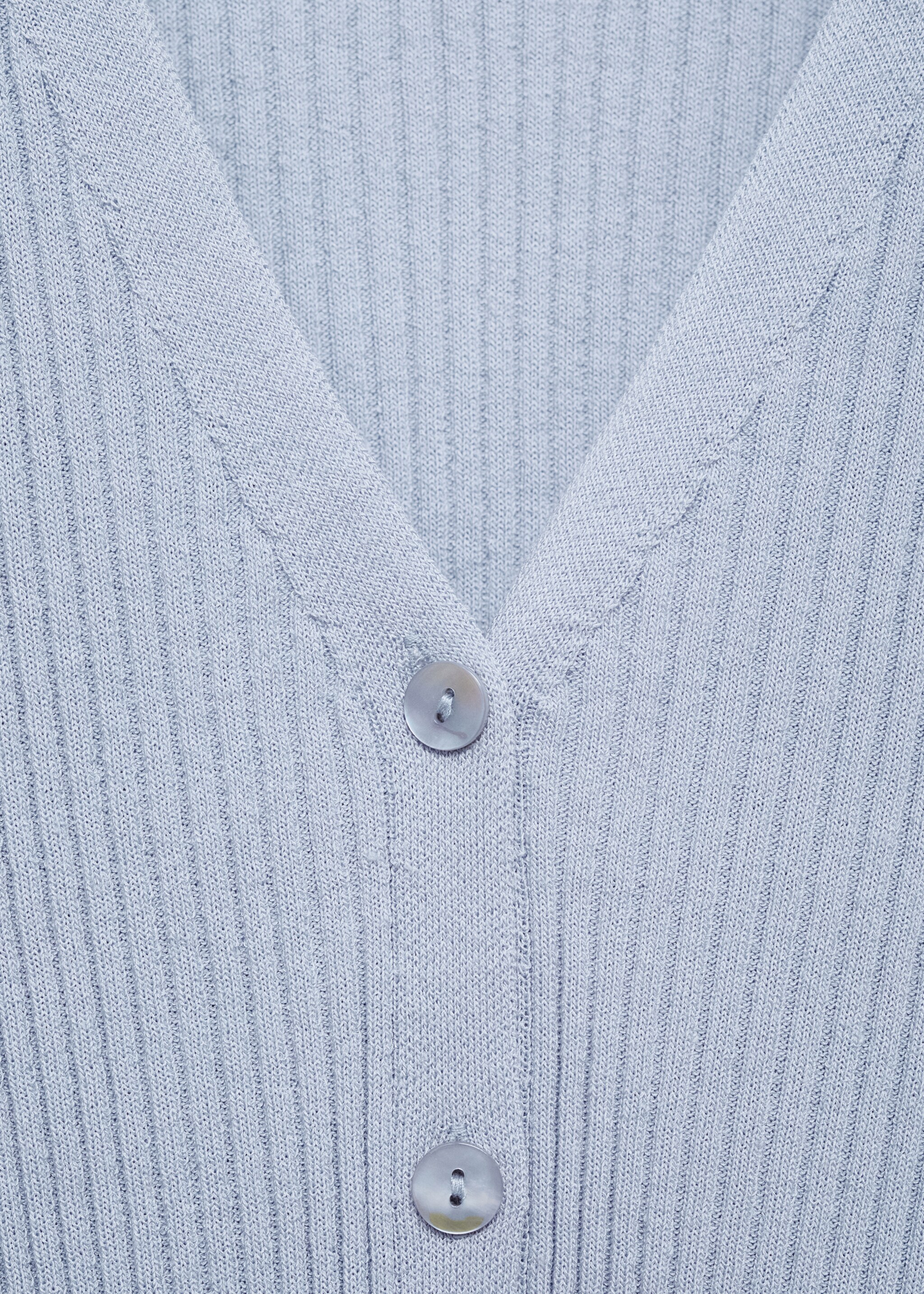 V-neck rib-knit cardigan - Details of the article 8, Sky Blue. Ref: 87065746-00.