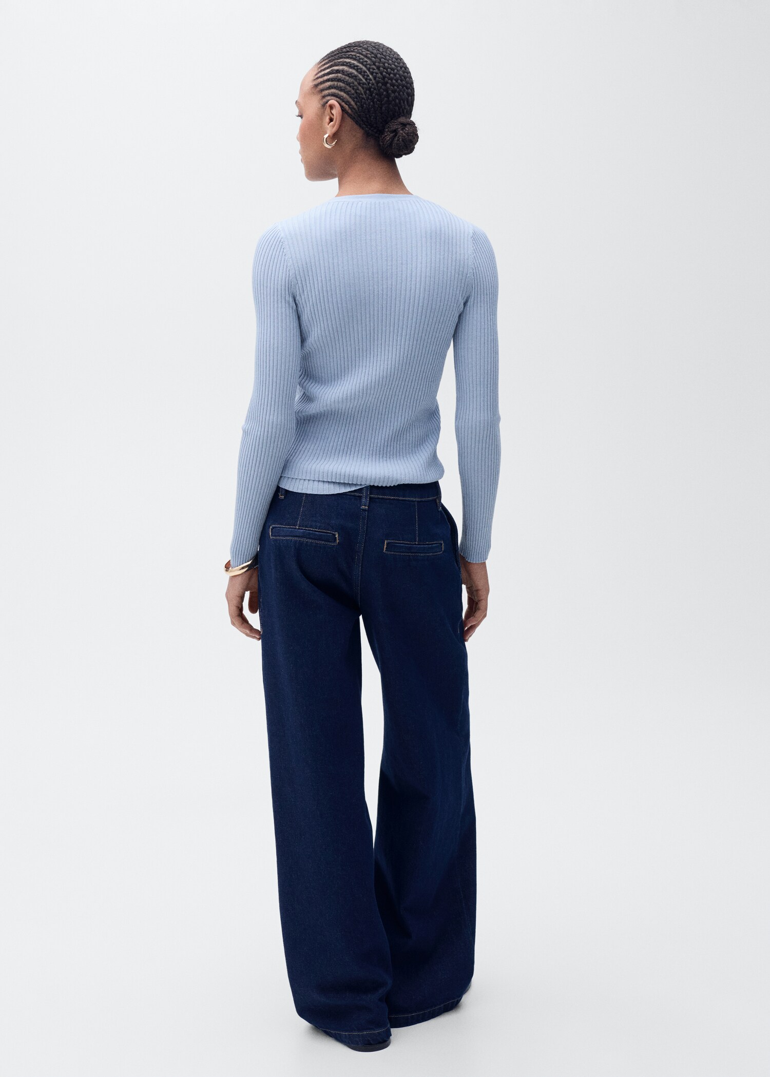 Càrdigan punt canalé escot en punta - Revers de l'article