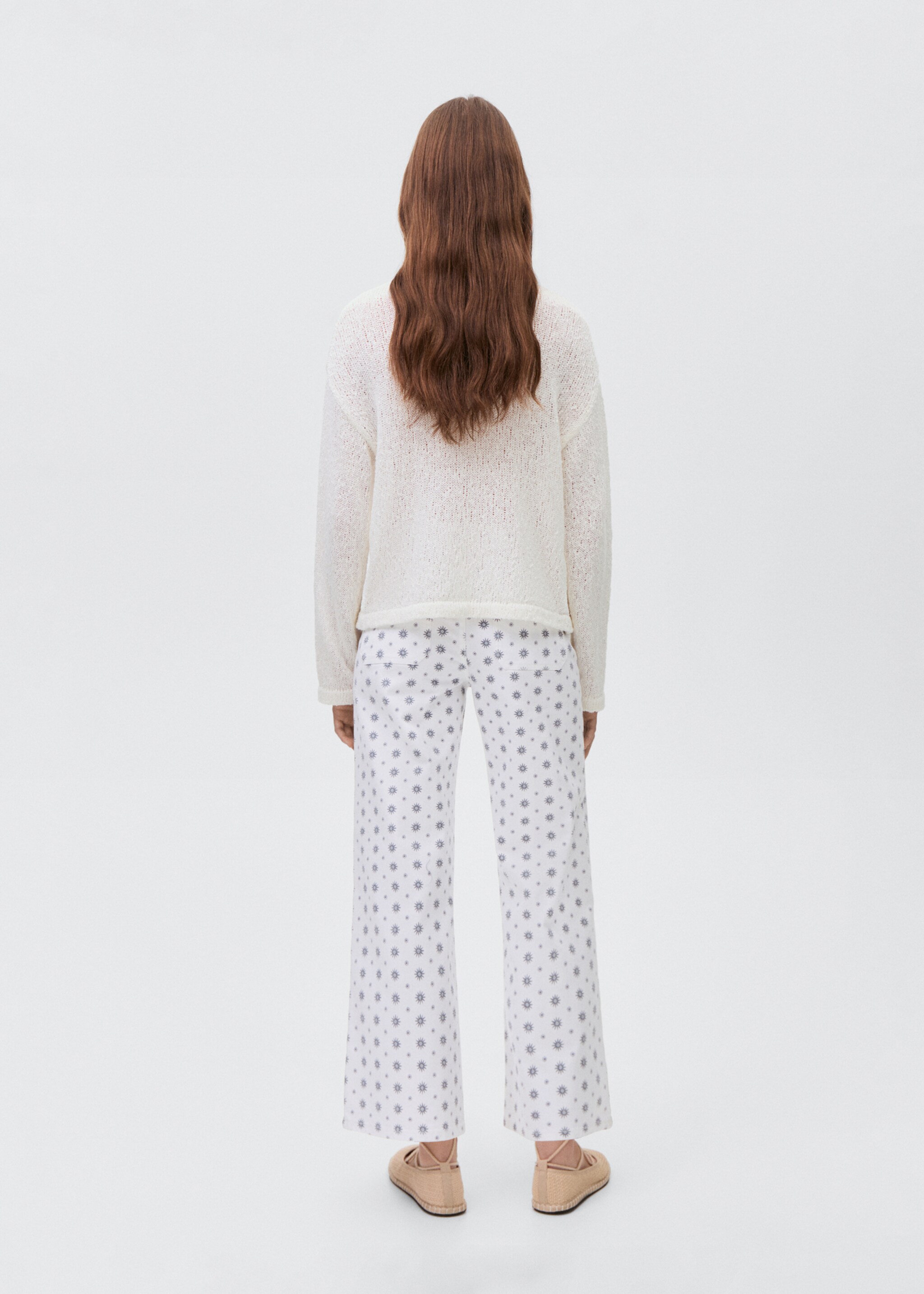 Jean droit imprimé - Verso de l’article, Blanc cassé. Ref: 87065753-00.