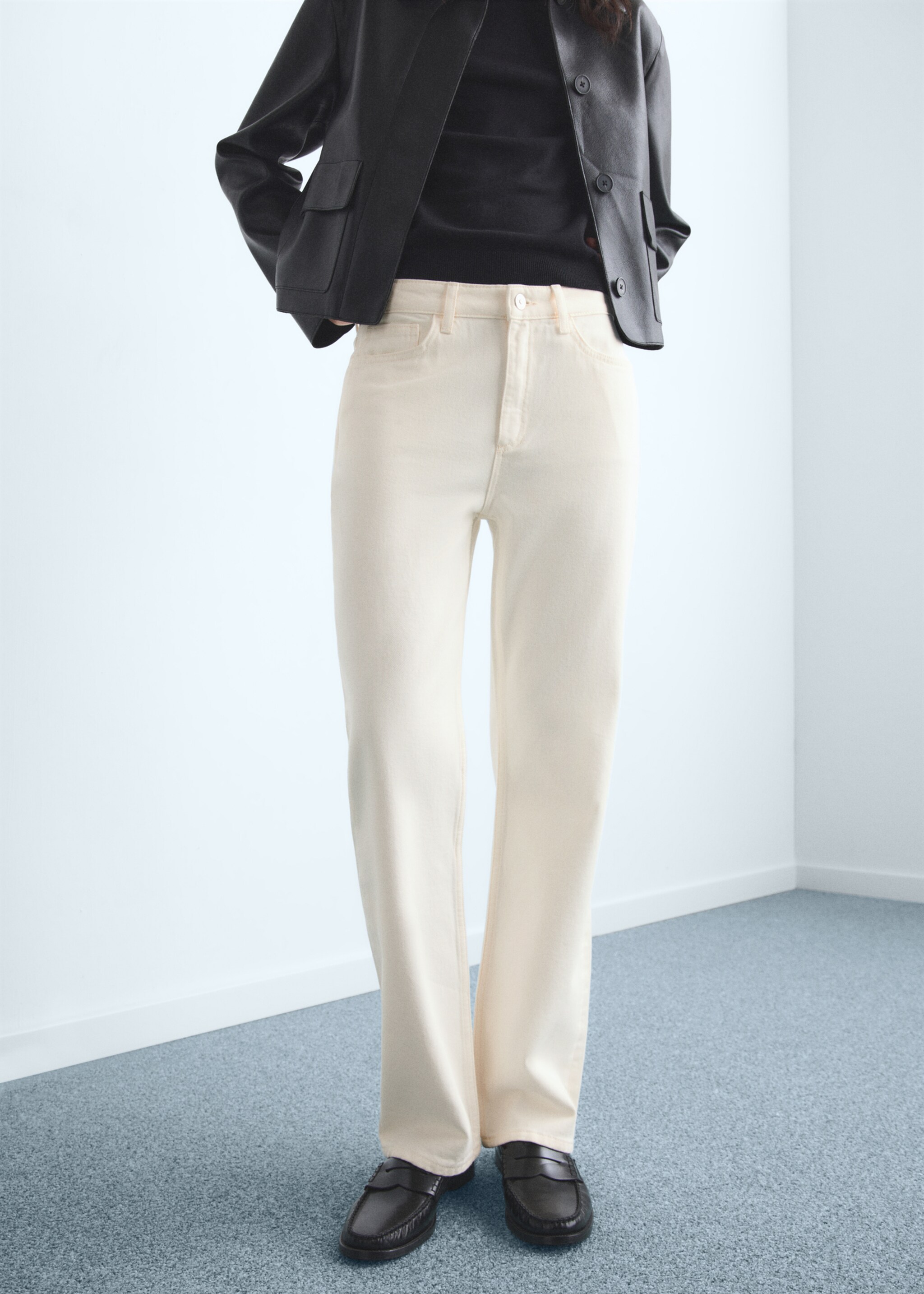 Matilda medium-rise straight-fit jeans - Medium plane, Ecru. Ref: 87065765-00.