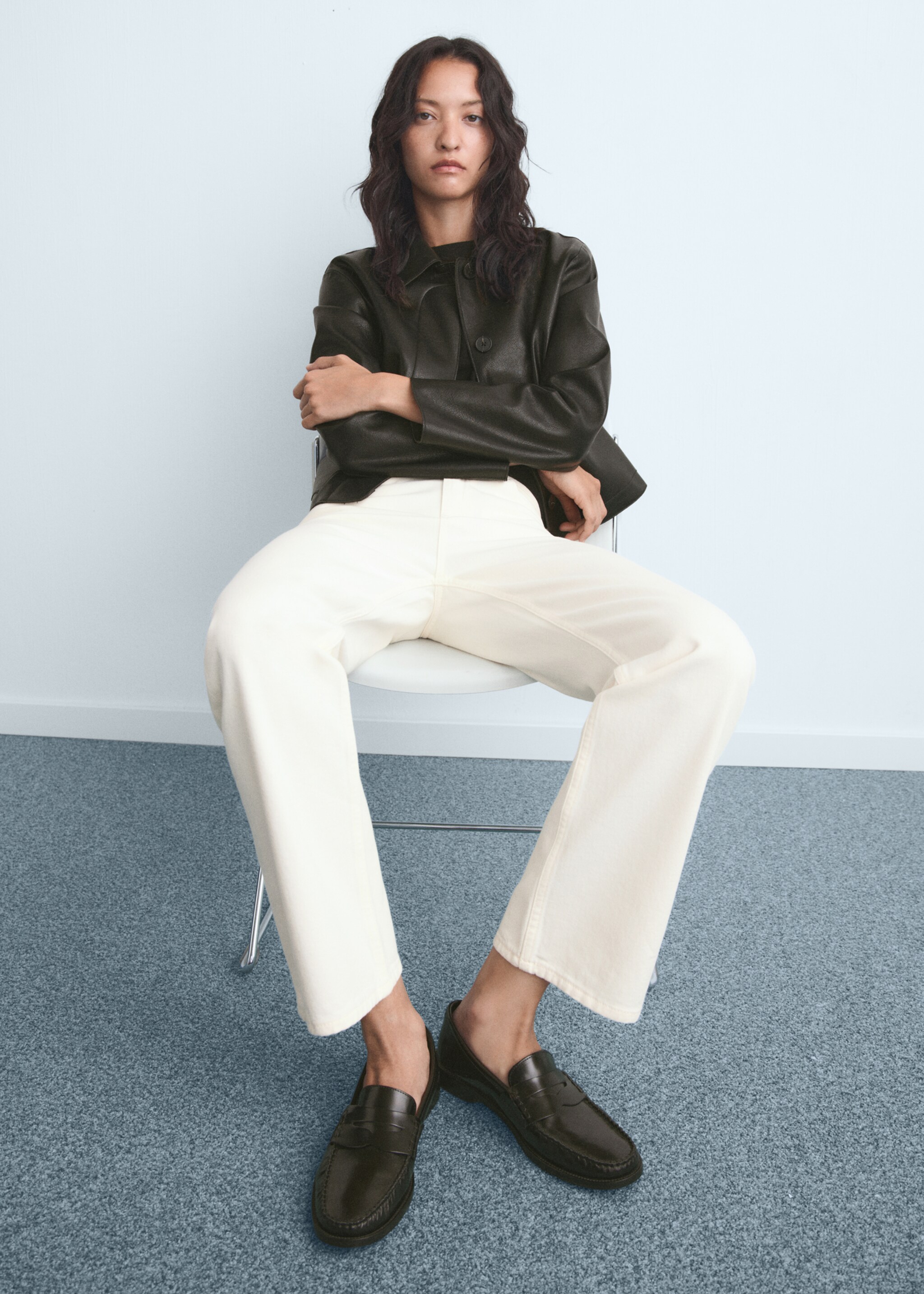 Matilda medium-rise straight-fit jeans - Details of the article 2, Ecru. Ref: 87065765-00.